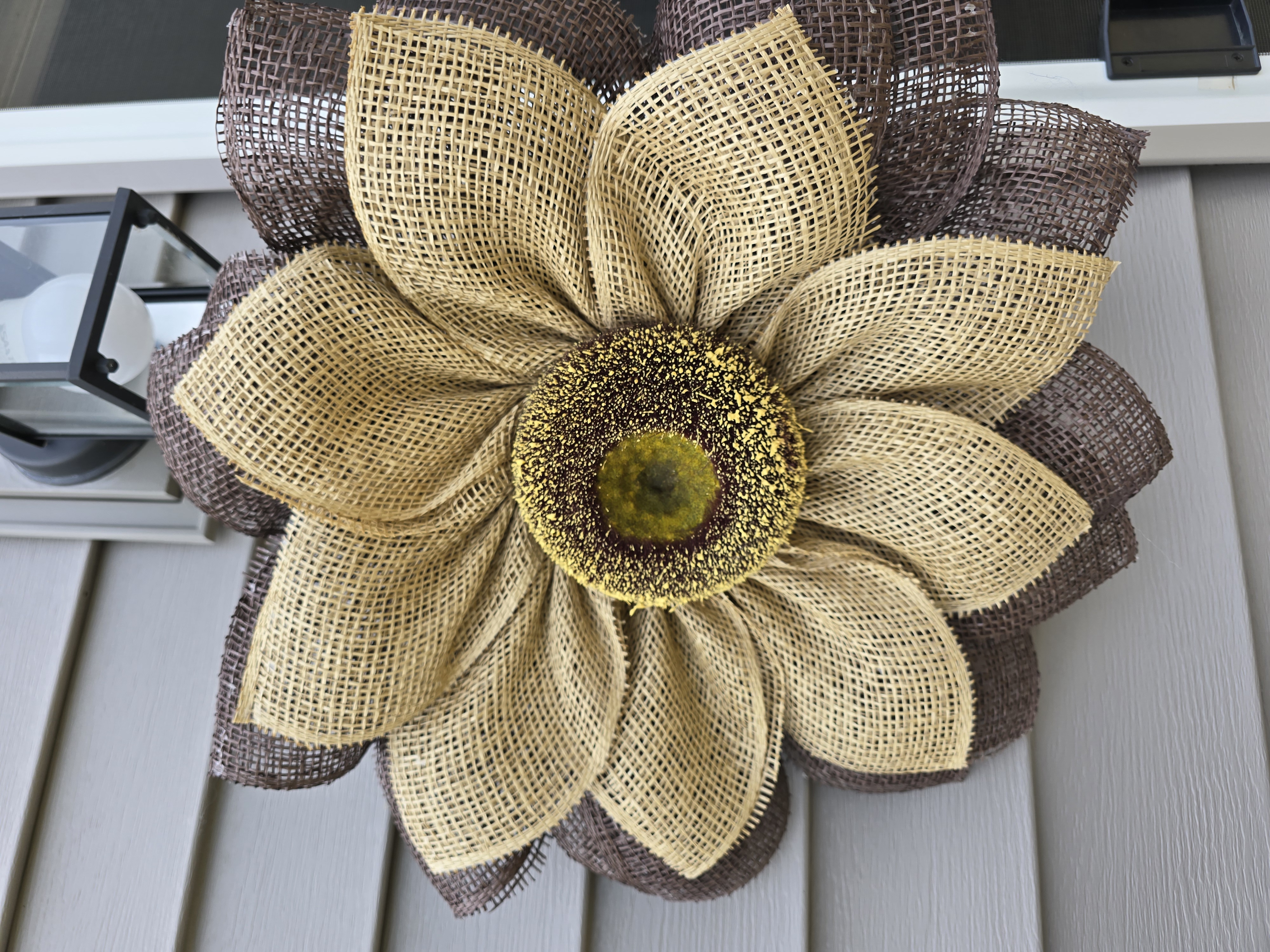 Chocolate Brown and Tan Burlap Sunflower Wreath