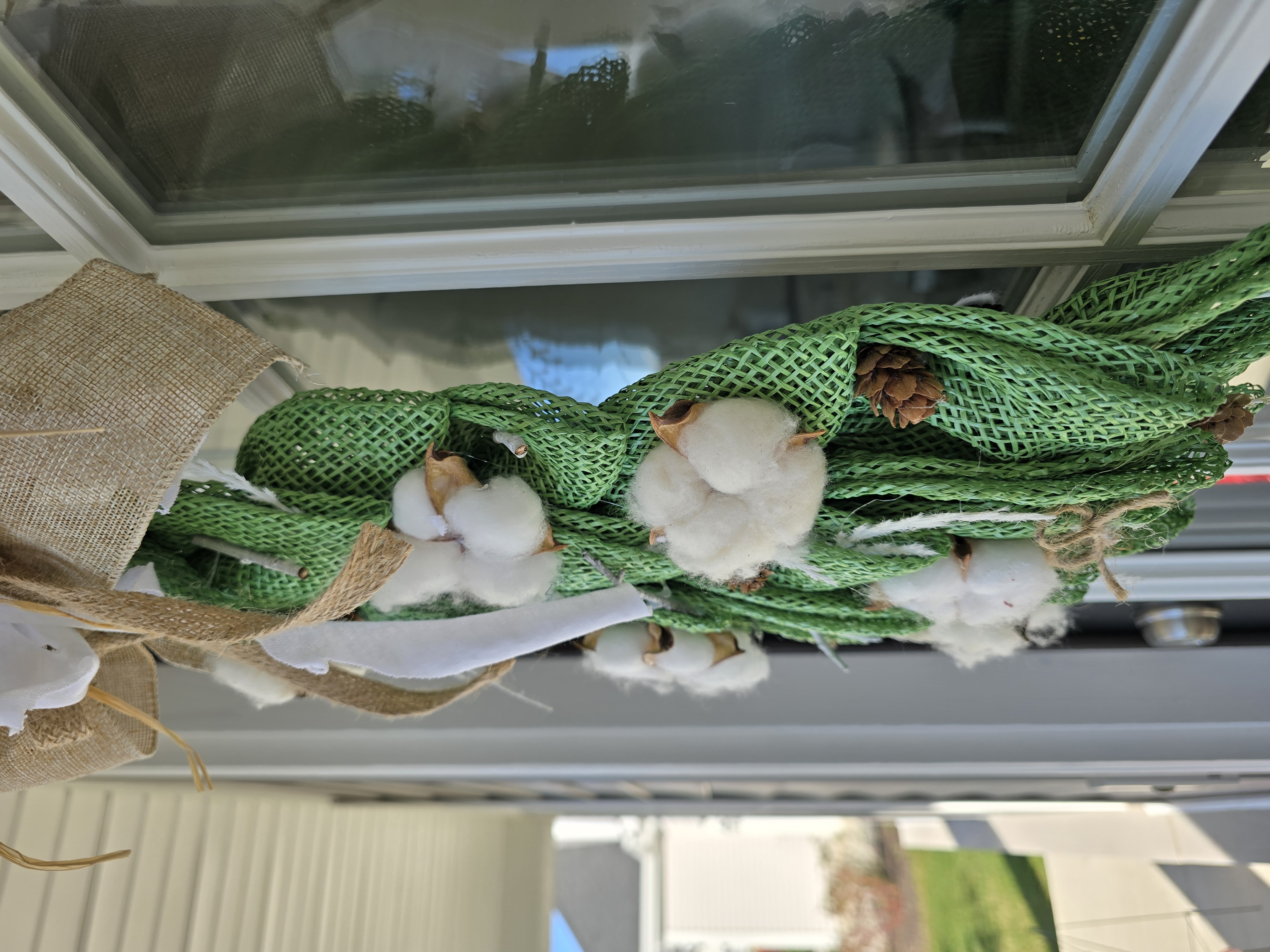 Handcrafted Cotton and Burlap Door Swag