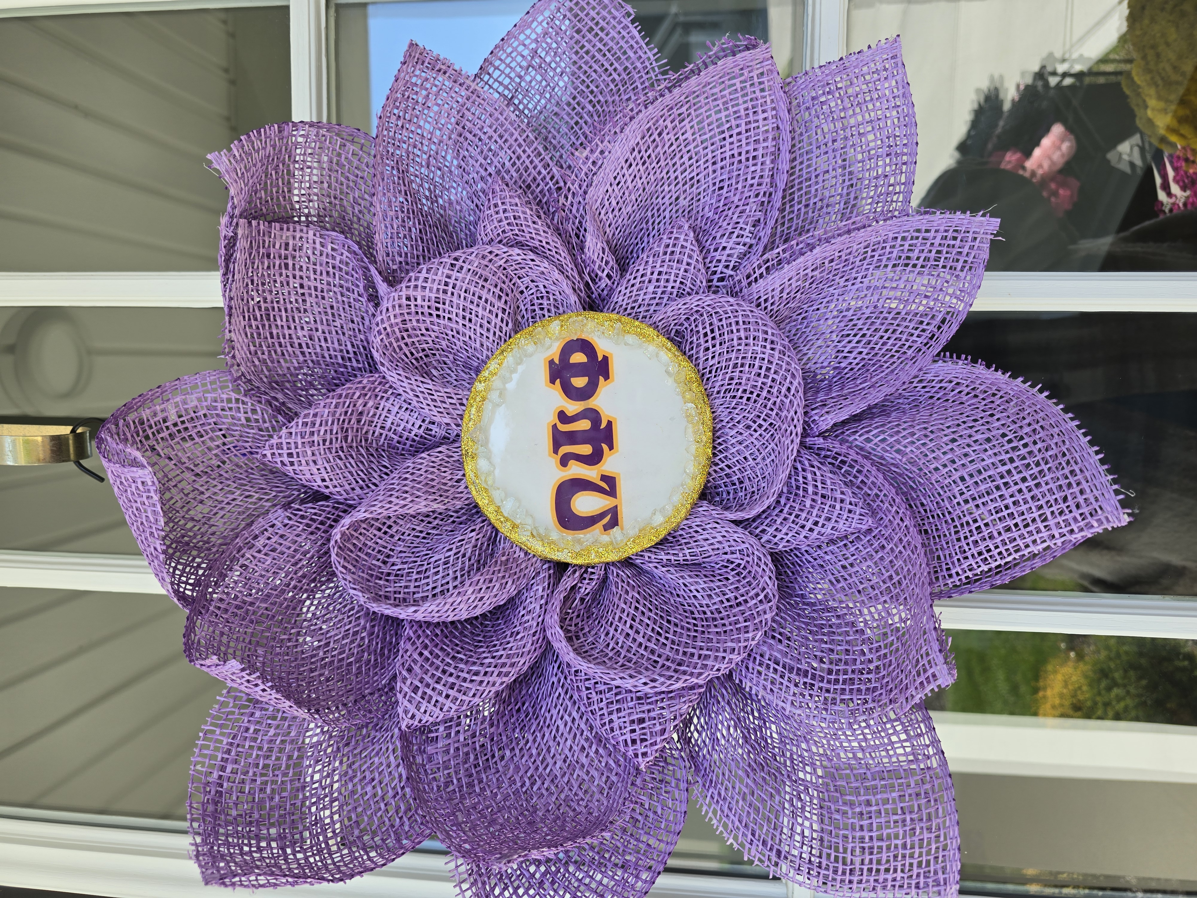 Greek Letter Mesh Flower Decor