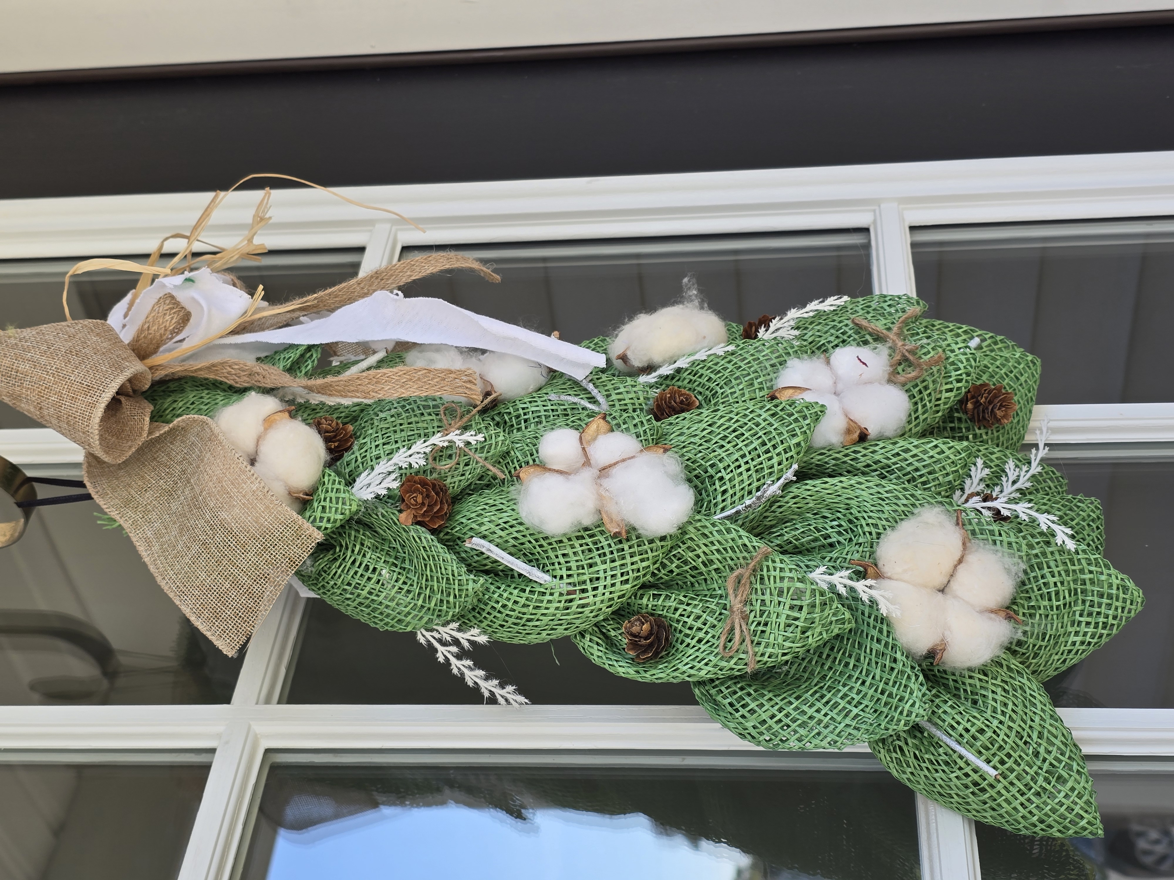 Handcrafted Cotton and Burlap Door Swag