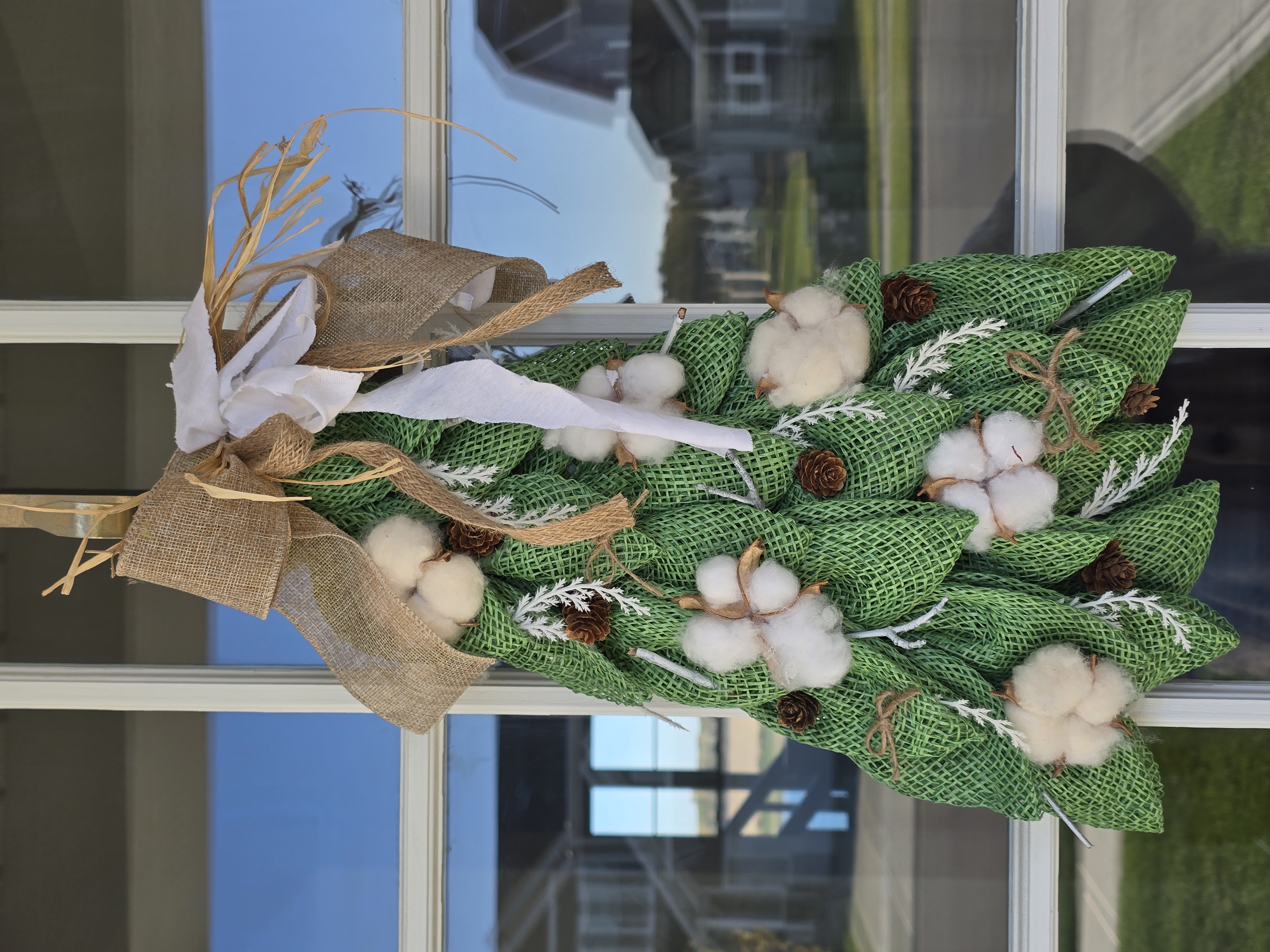 Handcrafted Cotton and Burlap Door Swag