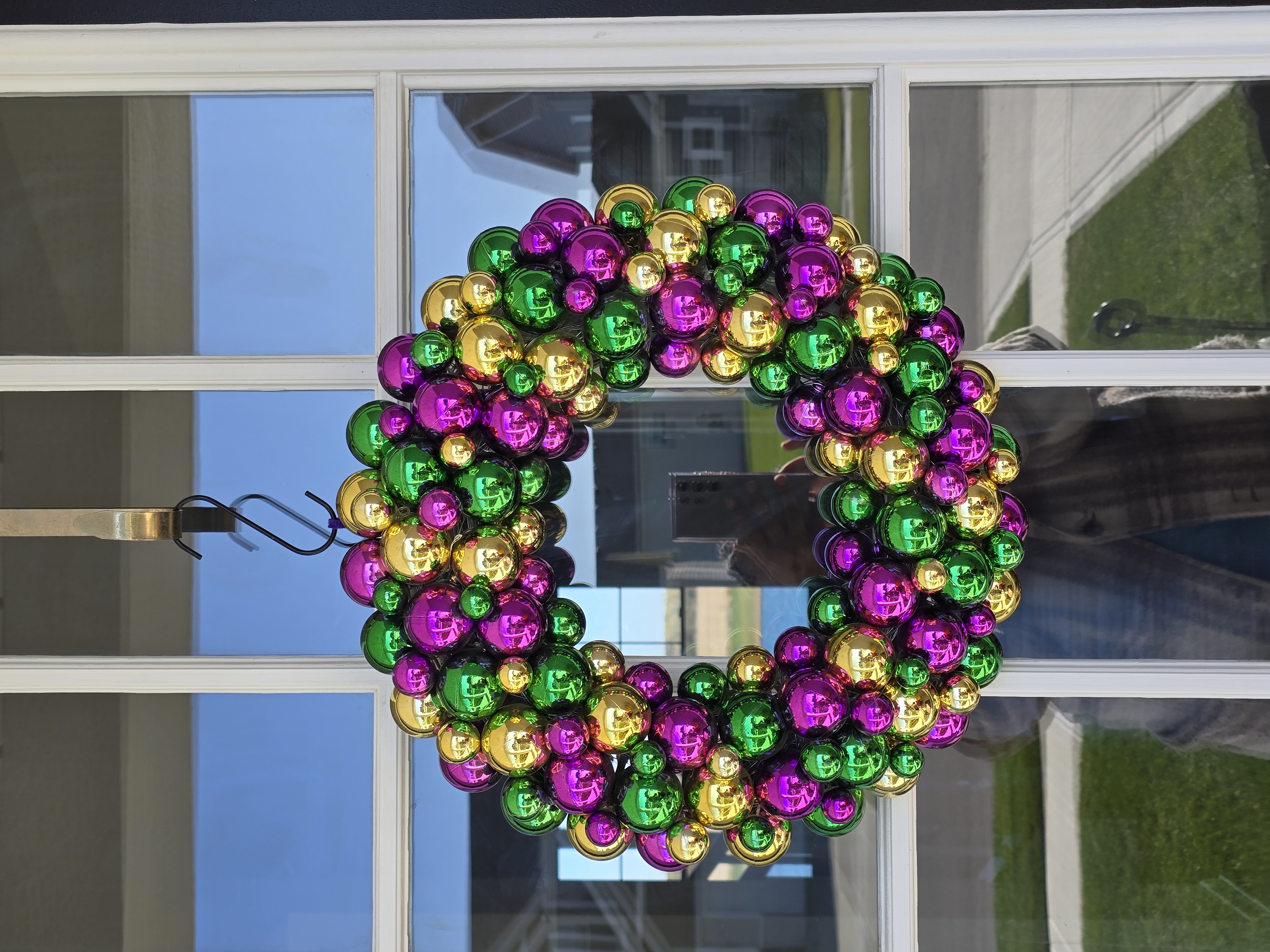 Holiday Or Mardi Gras Ornament Light-Up Wreath
