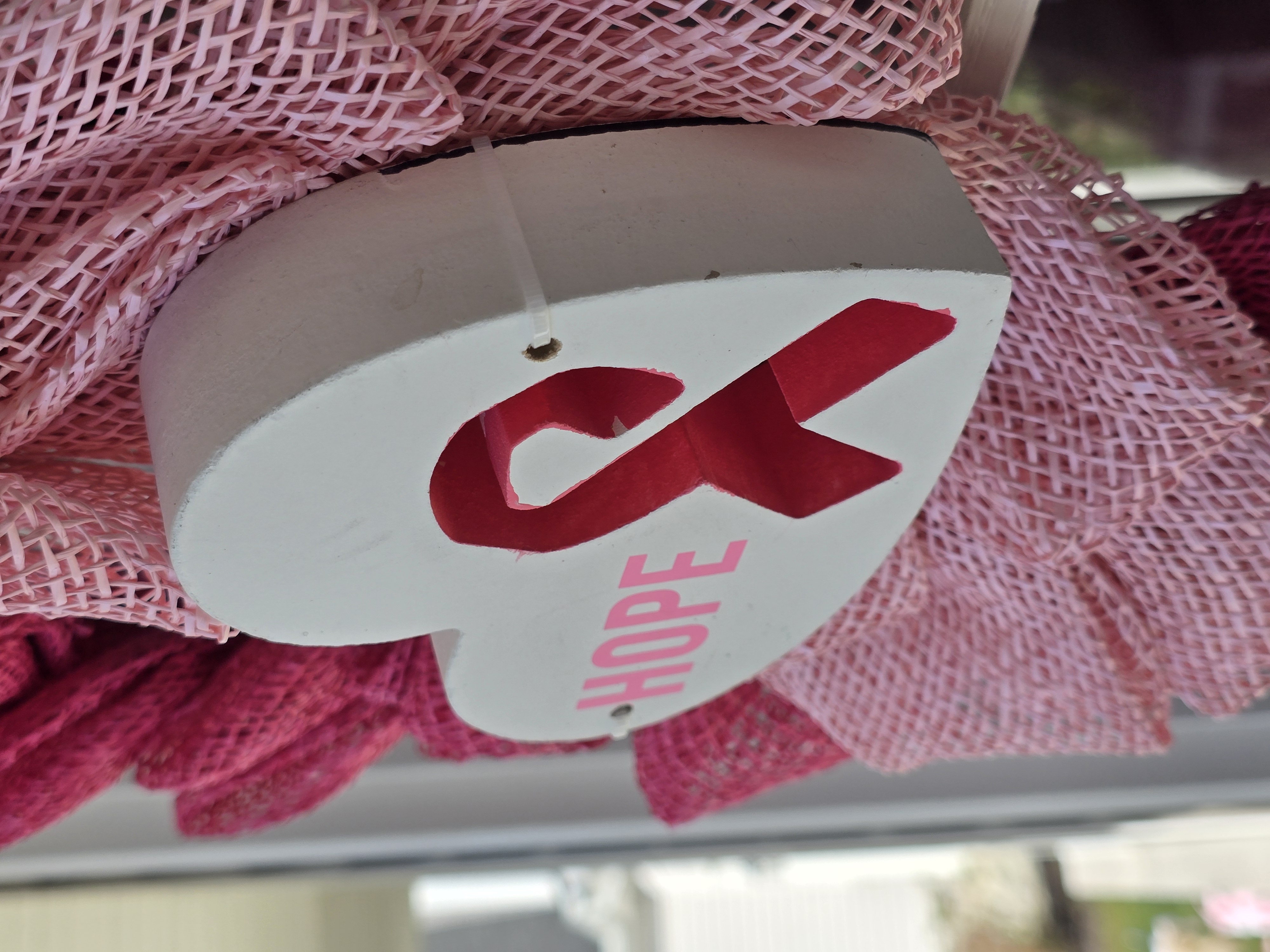 Awareness Pink Ribbon Mesh Wreath