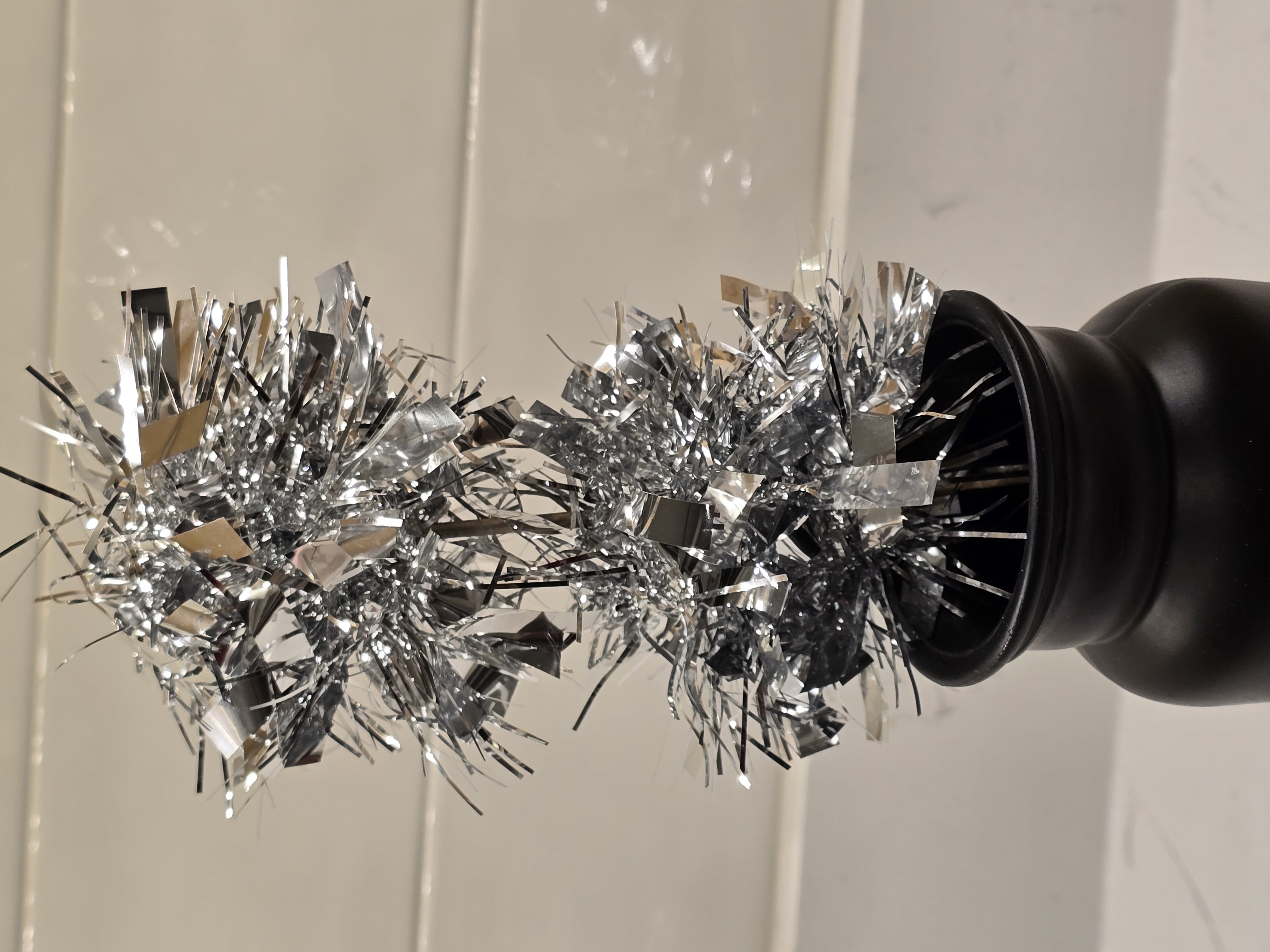 Silver Tinsel Garland On A Stick