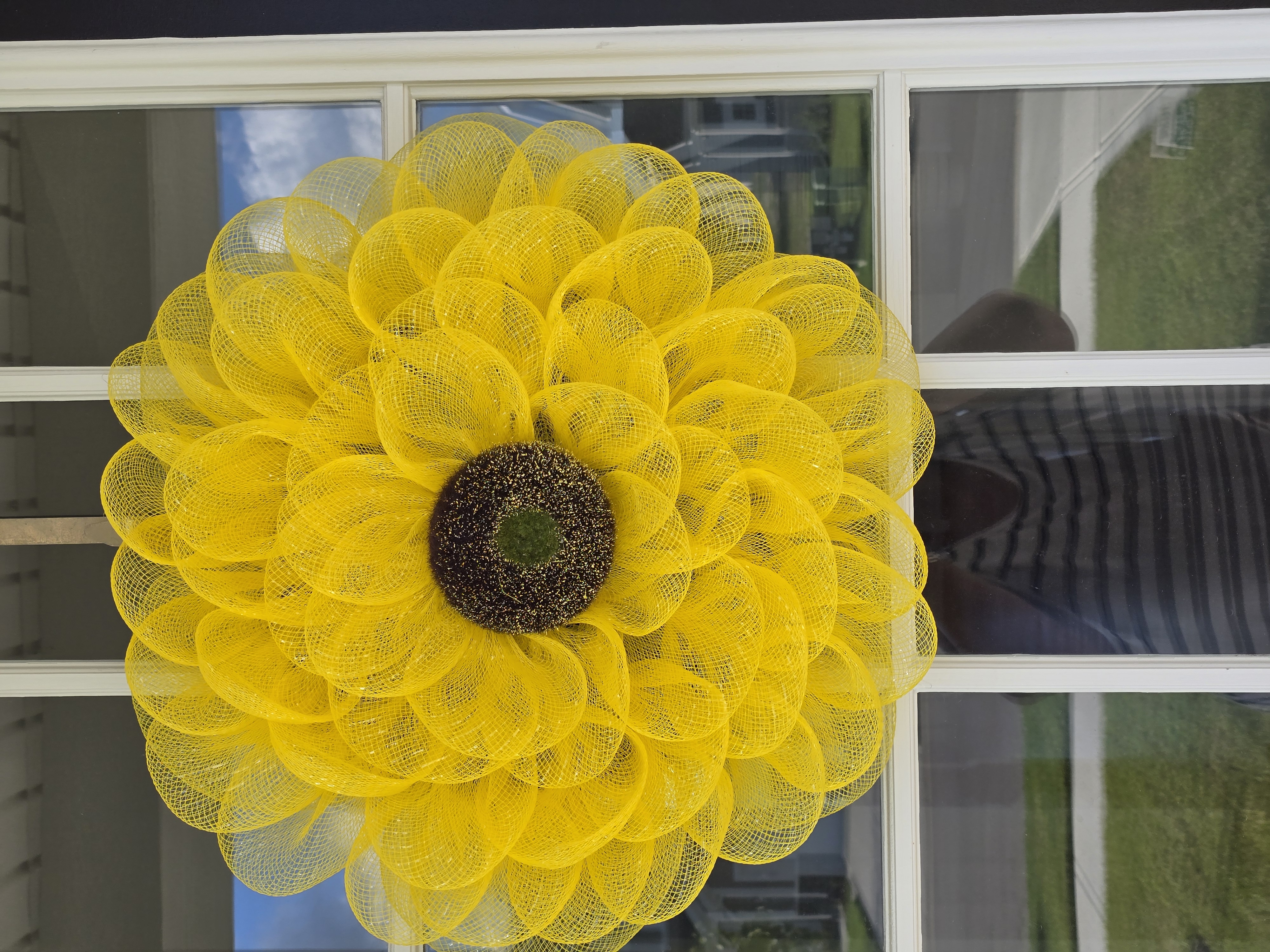 Yellow Deco Mesh Sunflower Wreath