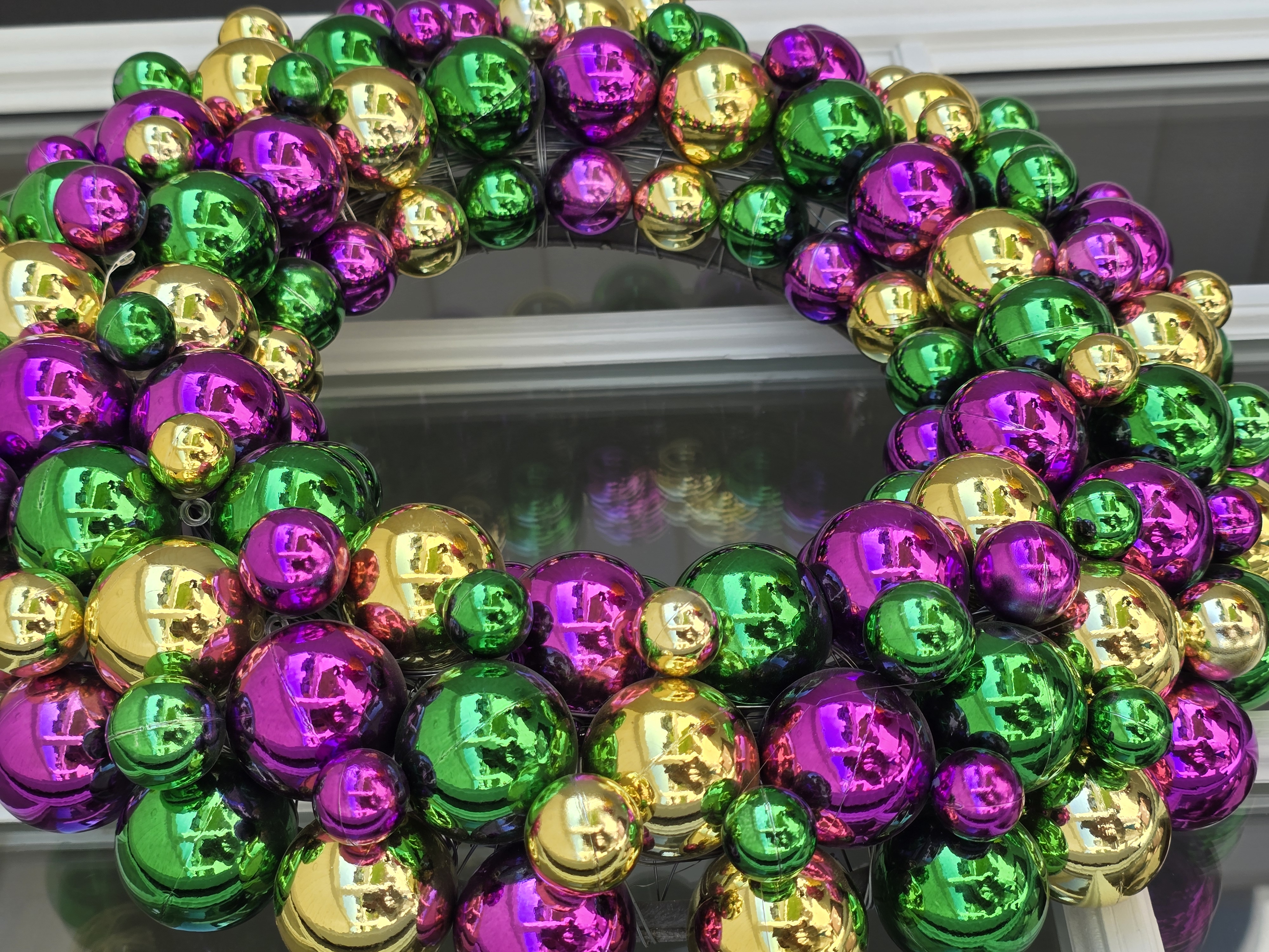 Holiday Or Mardi Gras Ornament Light-Up Wreath
