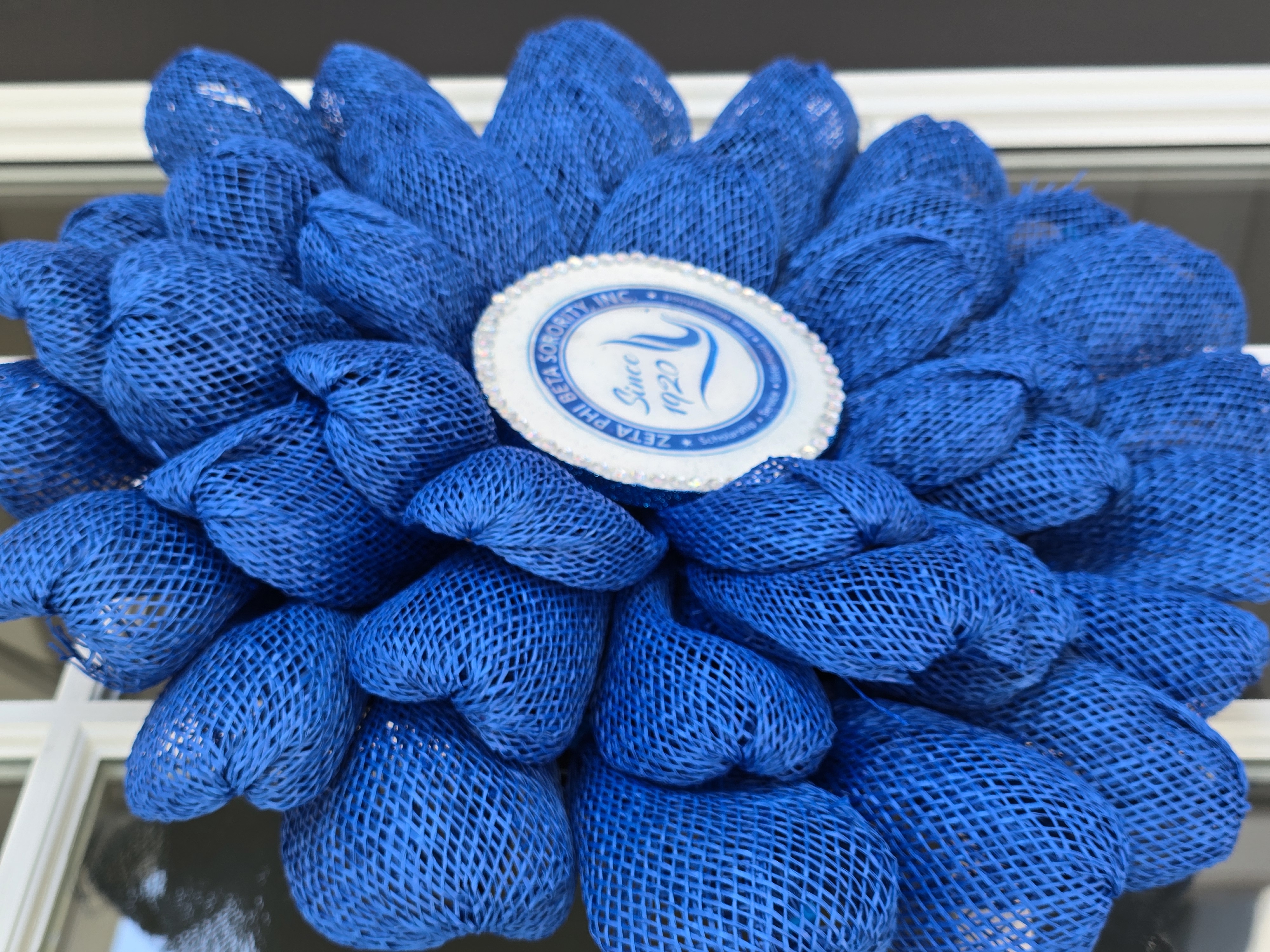 Zeta Phi Beta Decorative Blue Mesh Floral Art