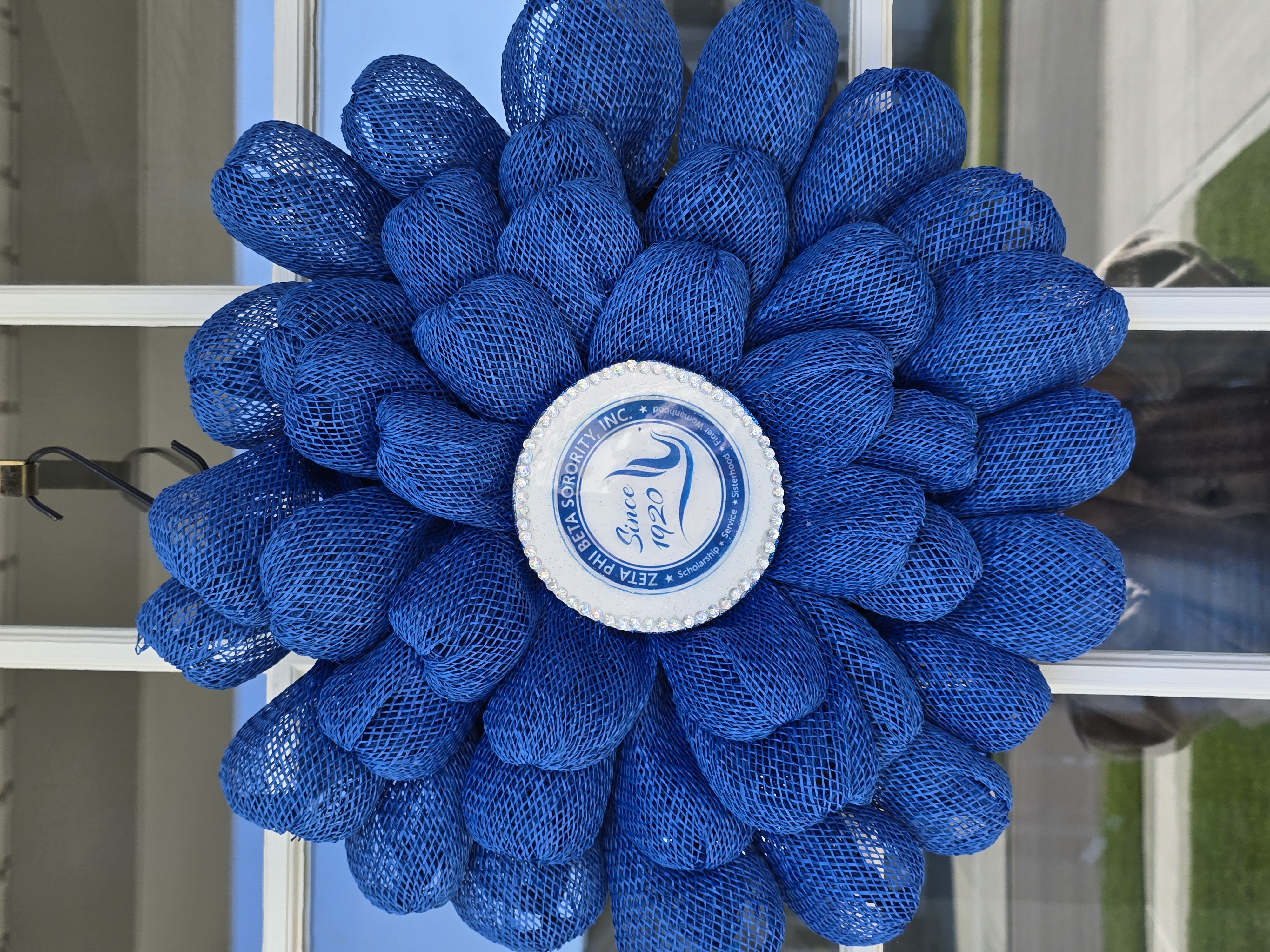 Zeta Phi Beta Decorative Blue Mesh Floral Art