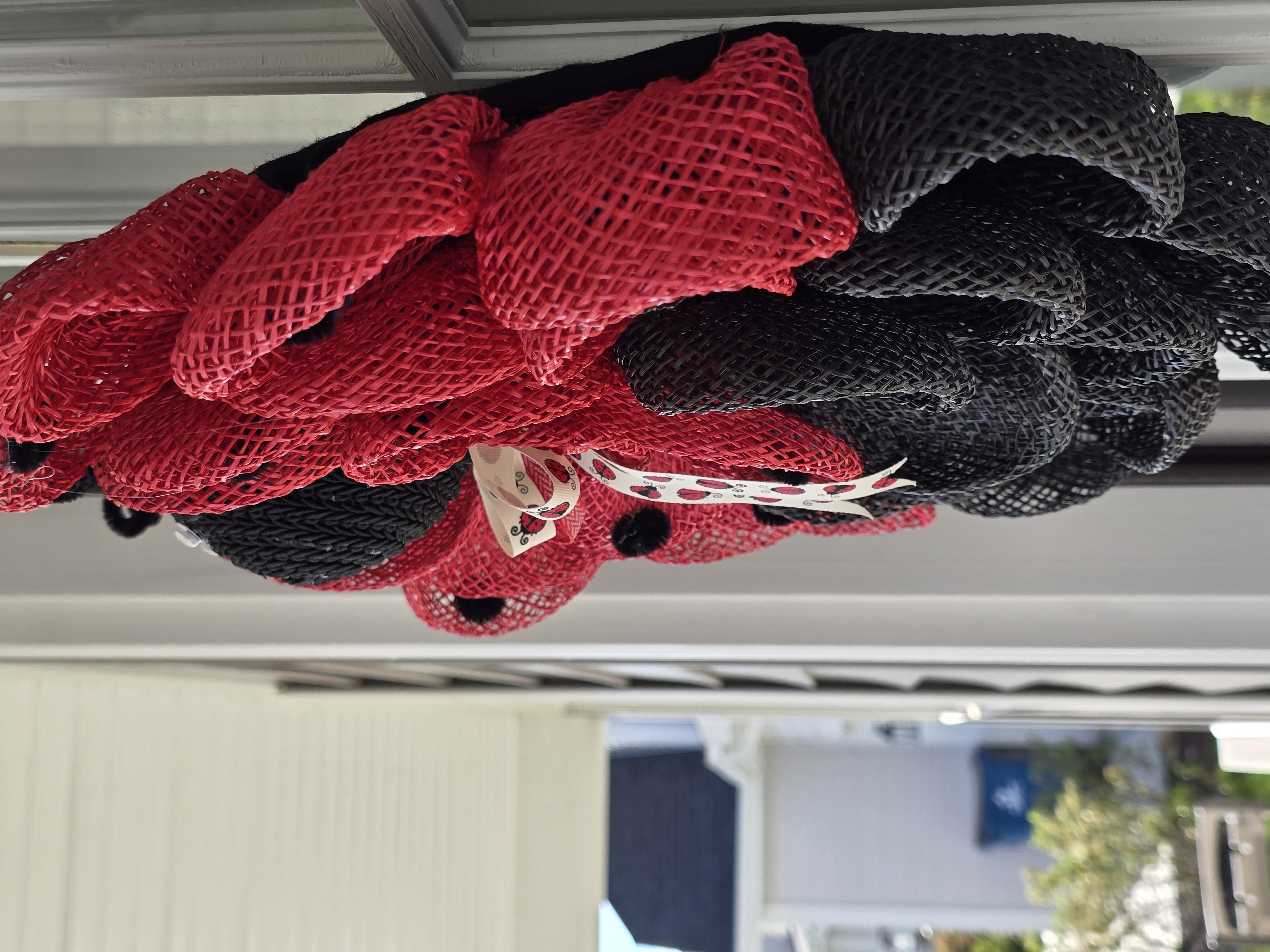 Handcrafted Ladybug Mesh Wreath