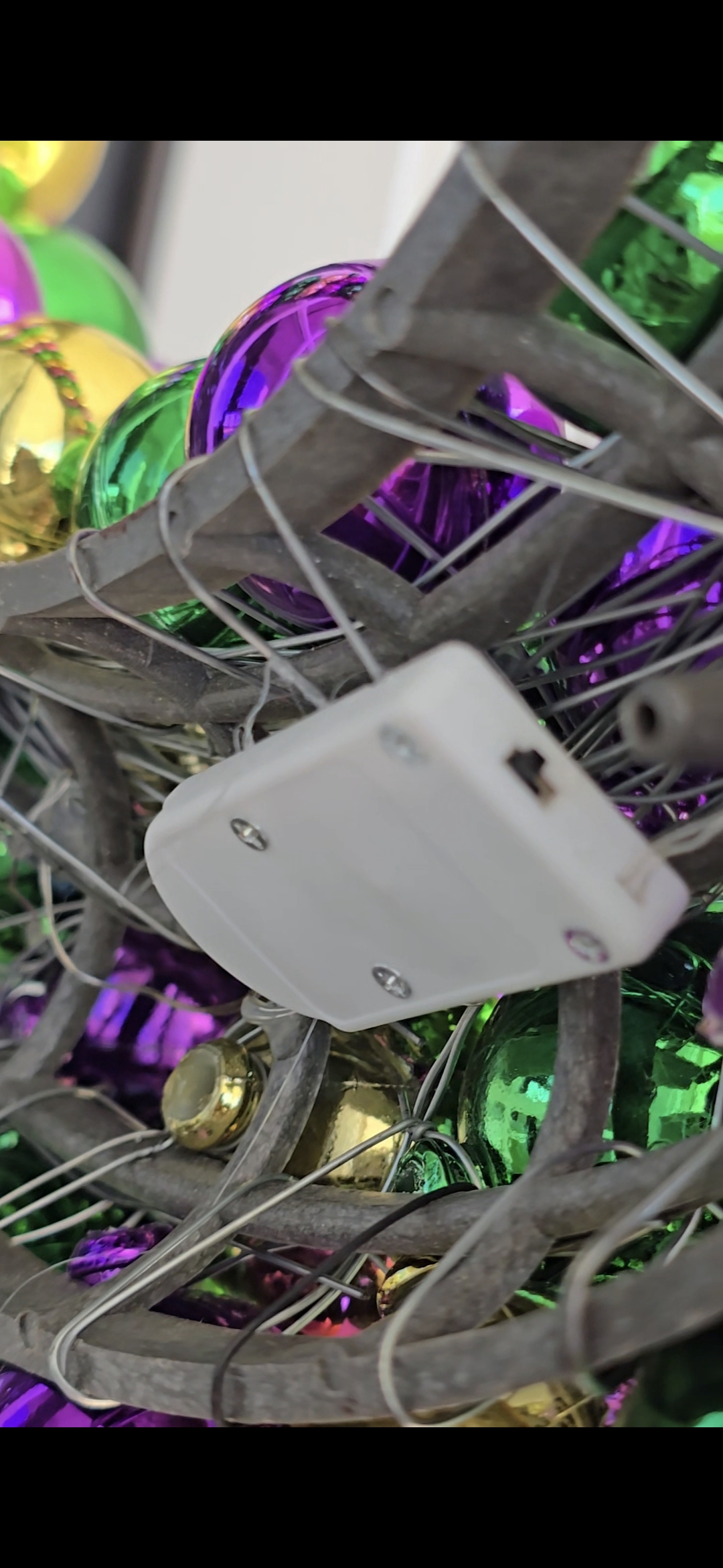 Holiday Or Mardi Gras Ornament Light-Up Wreath