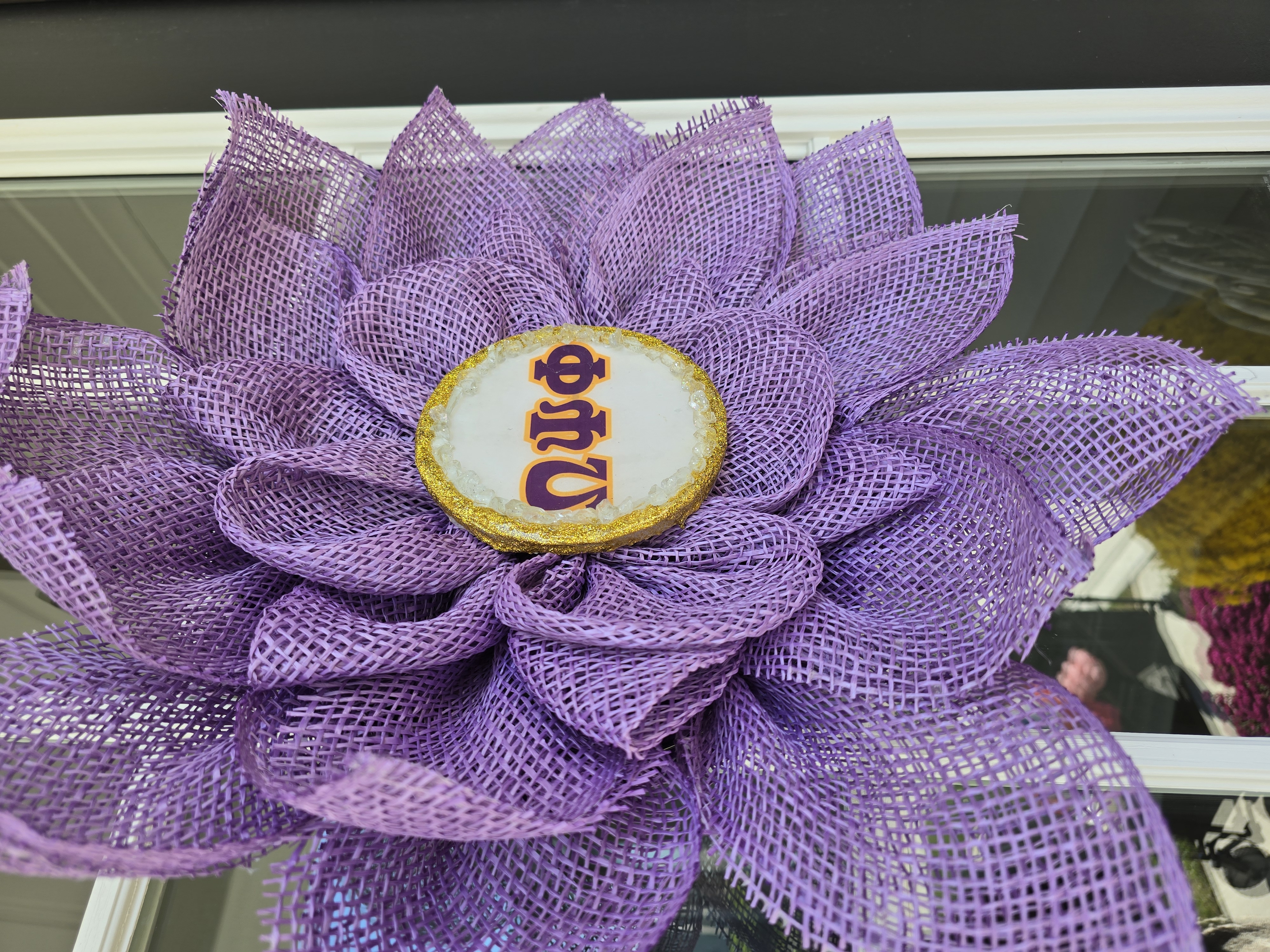 Greek Letter Mesh Flower Decor