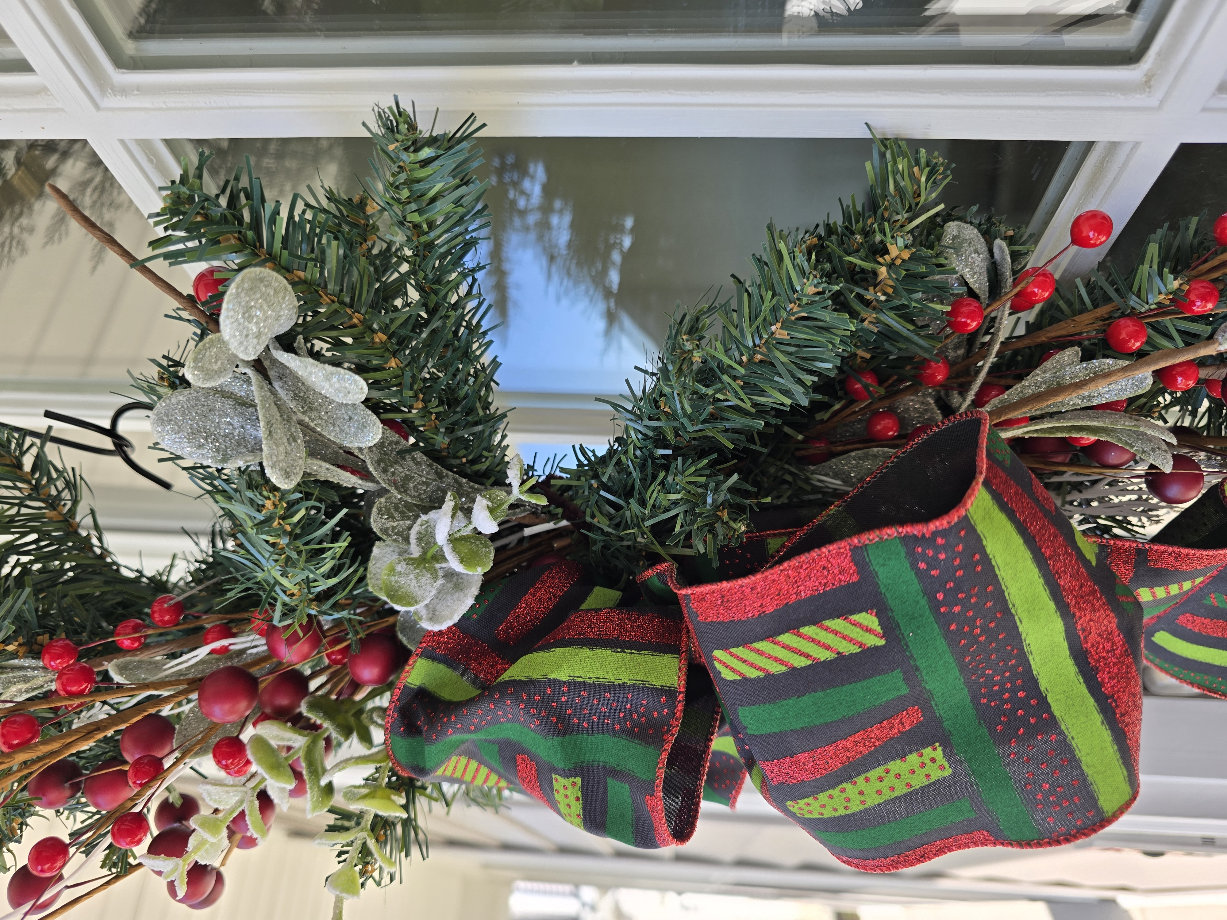 Festive Holiday Door Wreath Or Swag