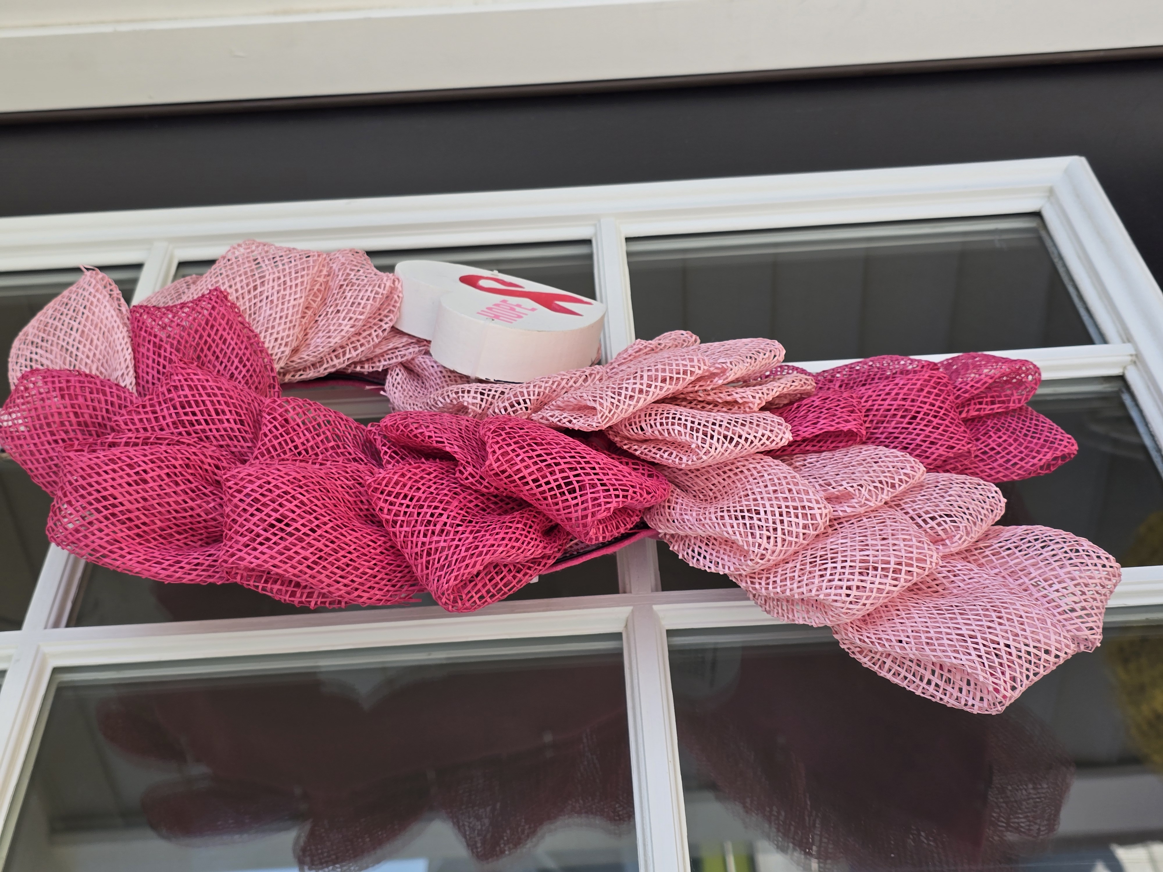 Awareness Pink Ribbon Mesh Wreath