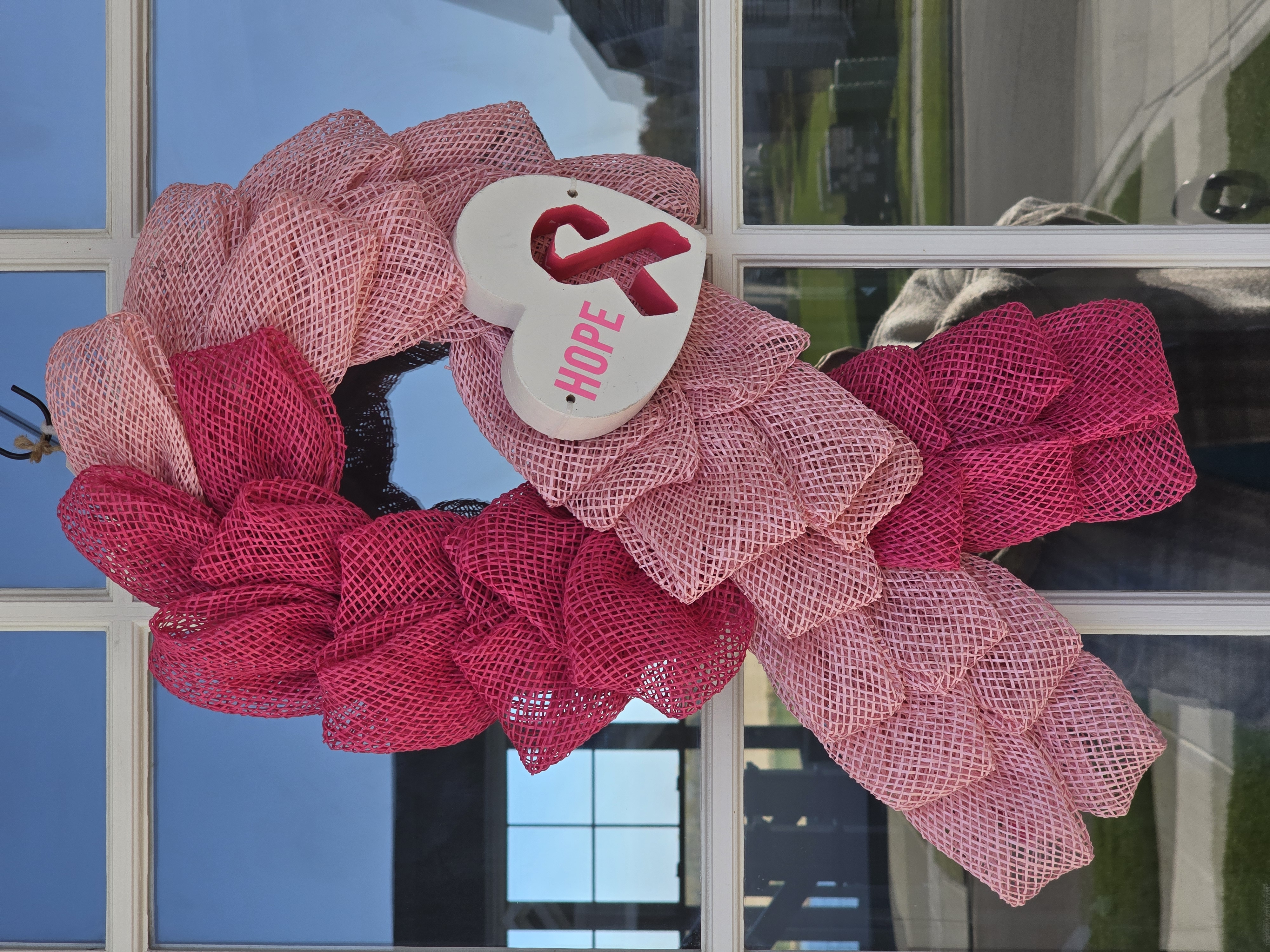 Awareness Pink Ribbon Mesh Wreath