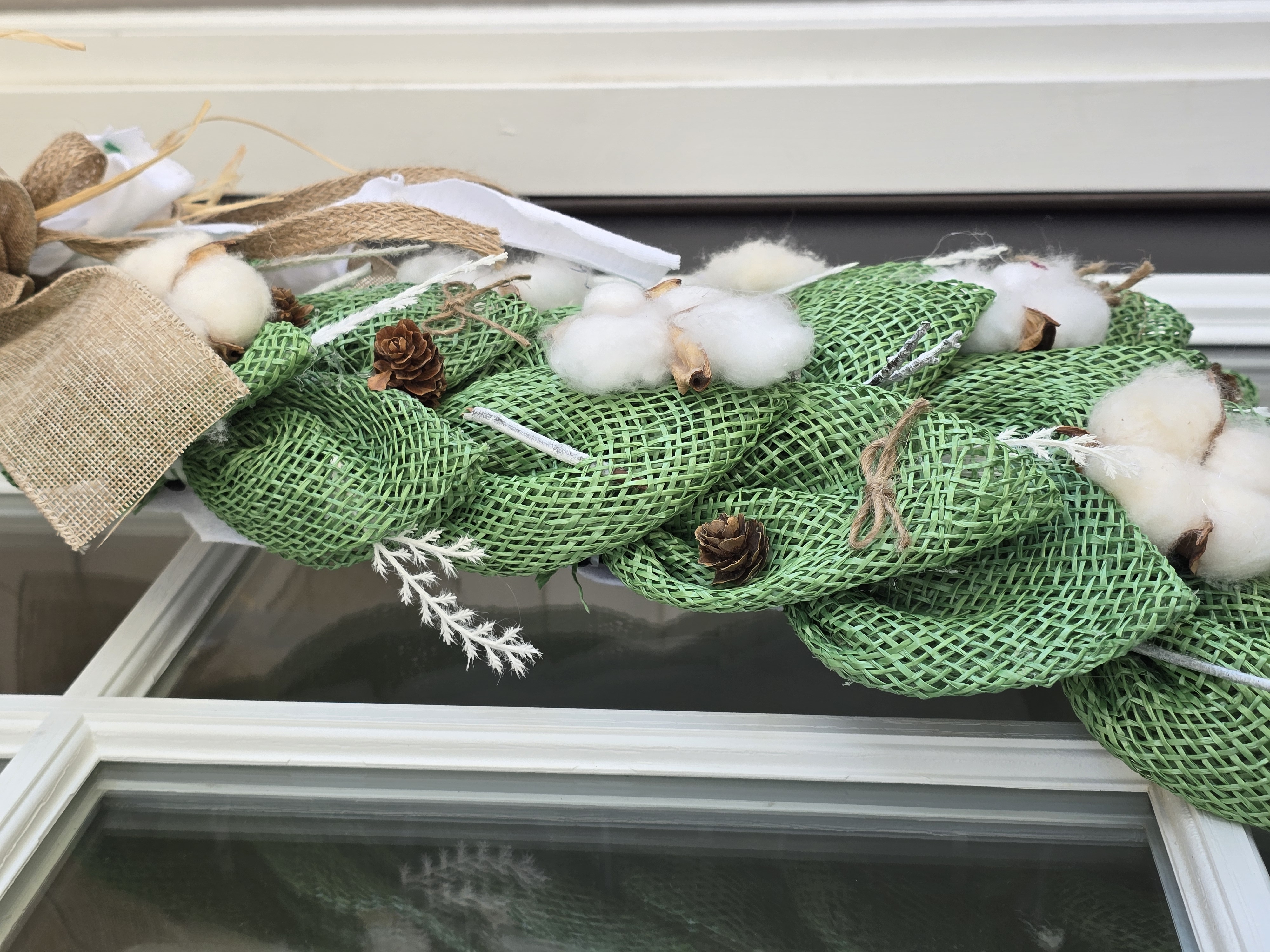 Handcrafted Cotton and Burlap Door Swag