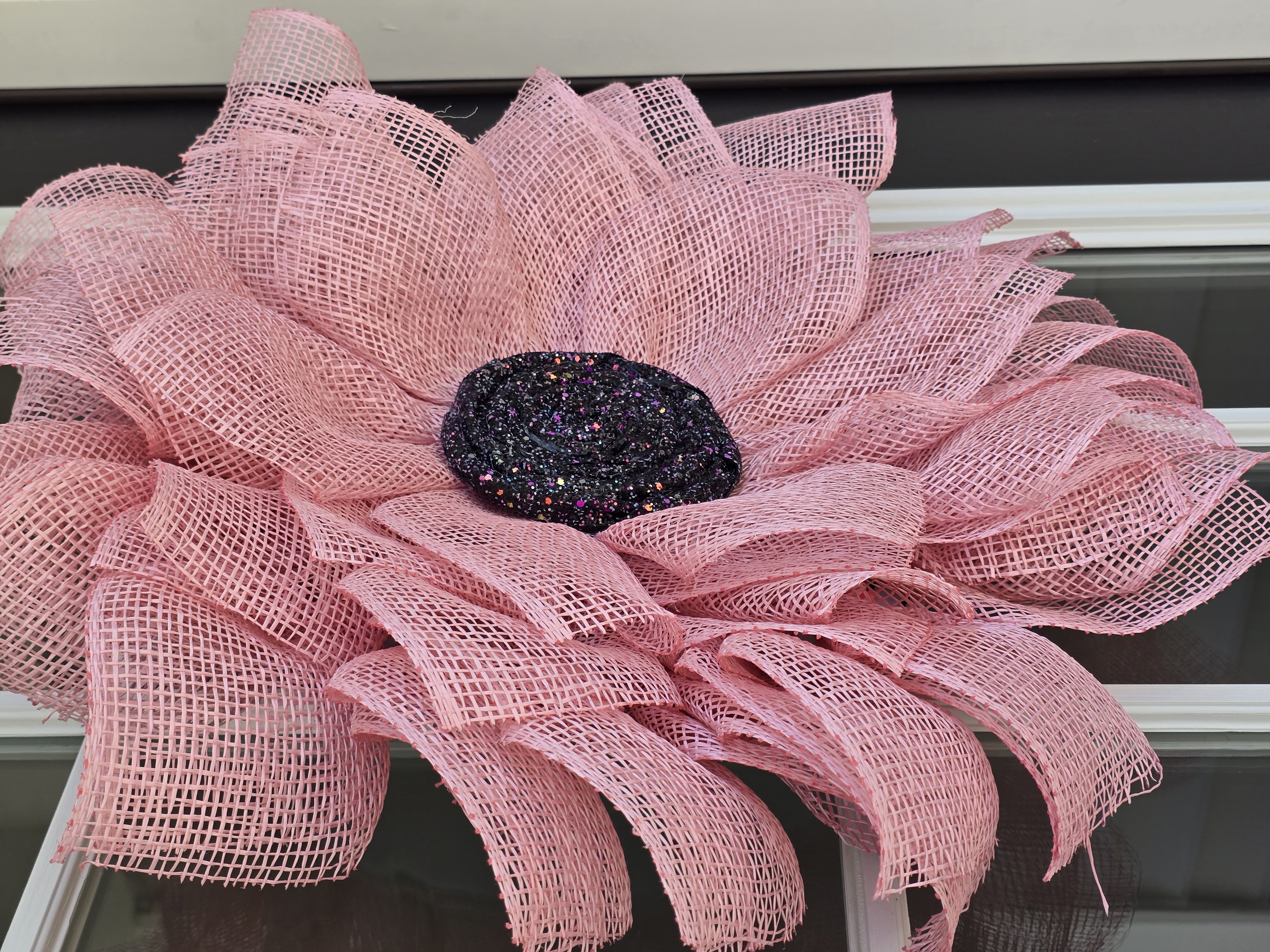 Pink Burlap Flower Indoor / Outdoor Wreath