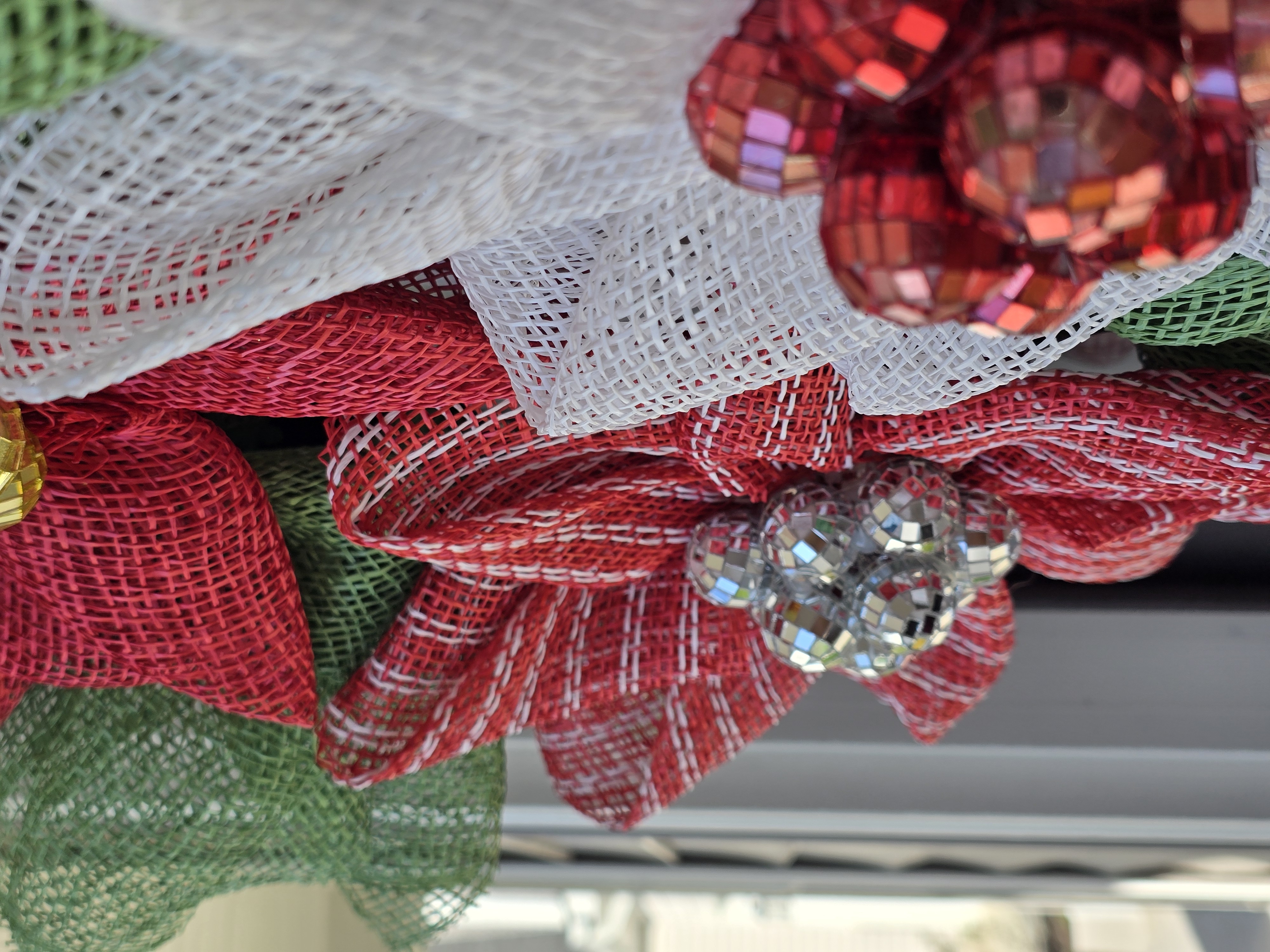 Handmade Decorative Mesh Poinsettia Wreath