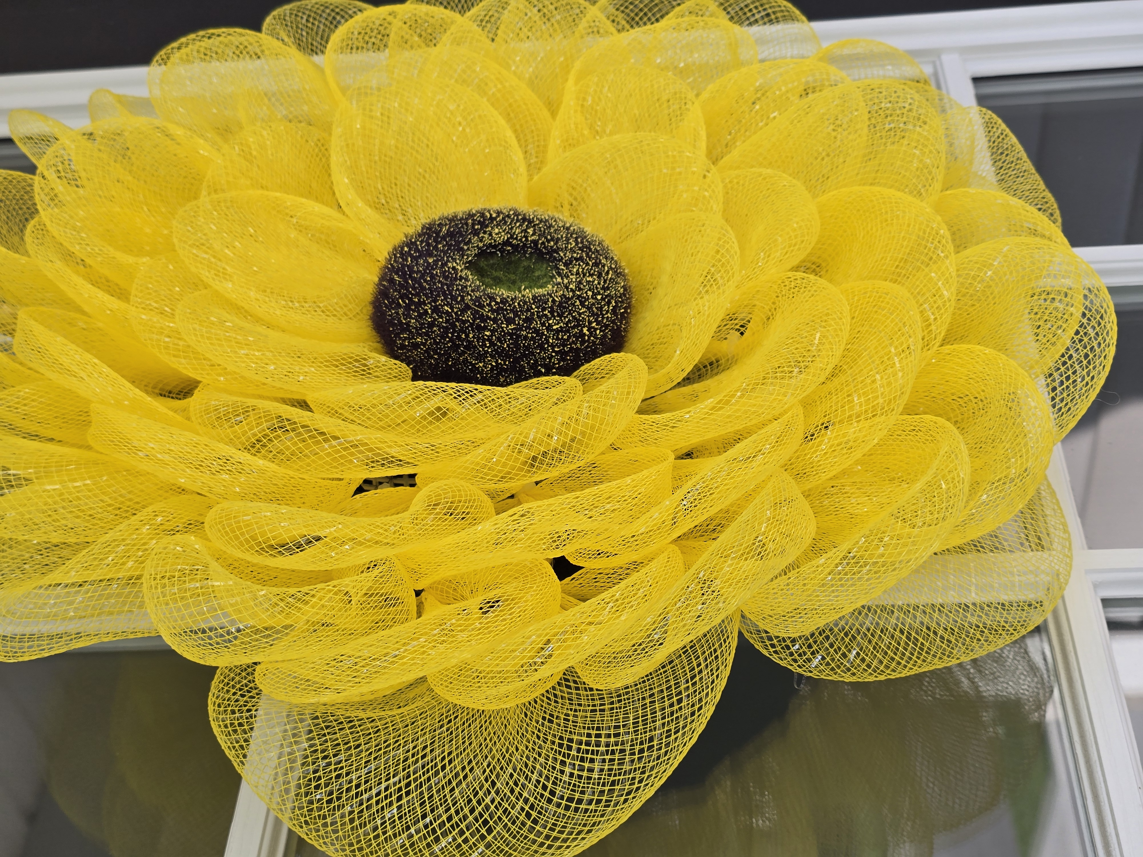 Yellow Deco Mesh Sunflower Wreath