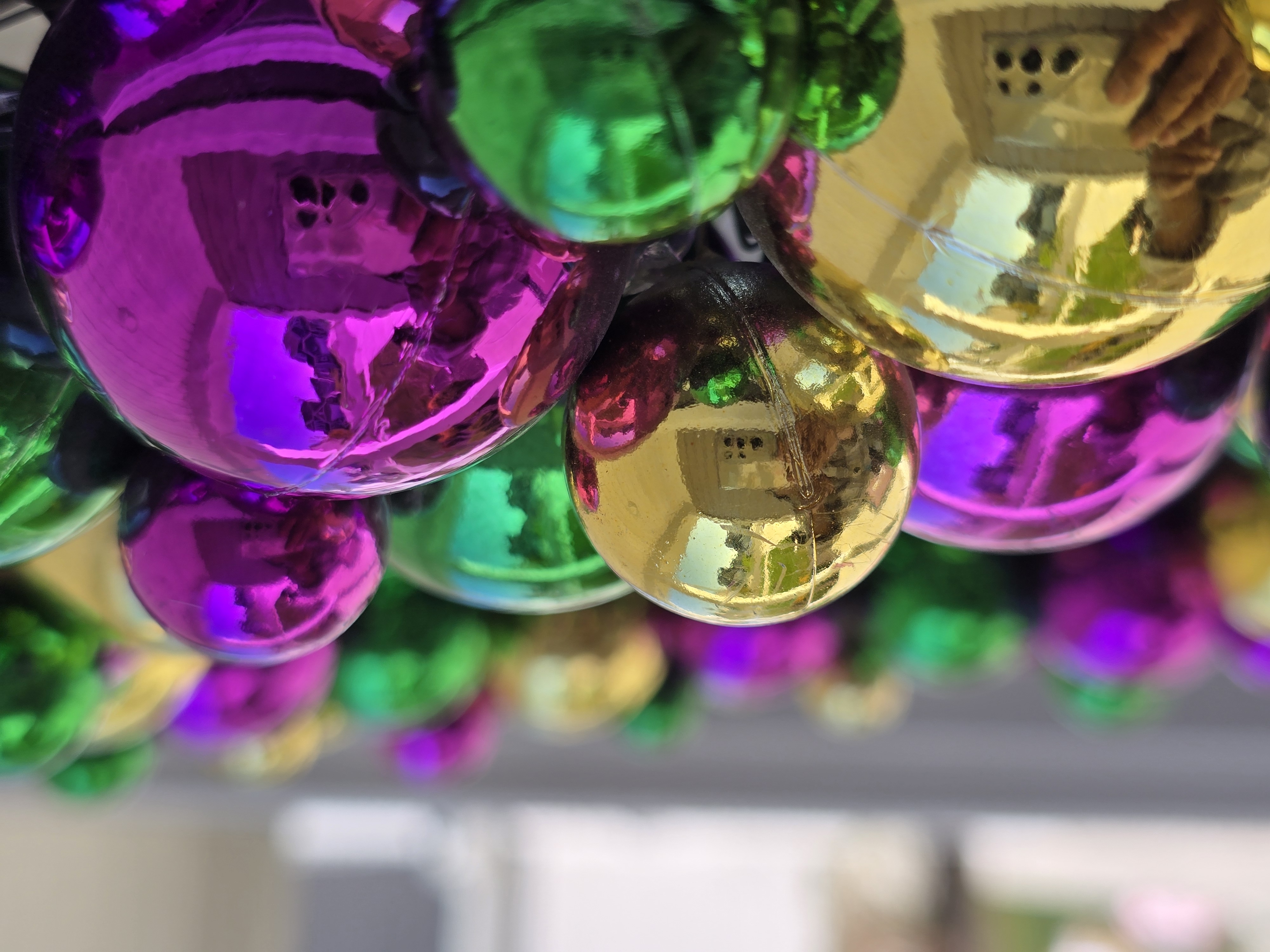 Holiday Or Mardi Gras Ornament Light-Up Wreath