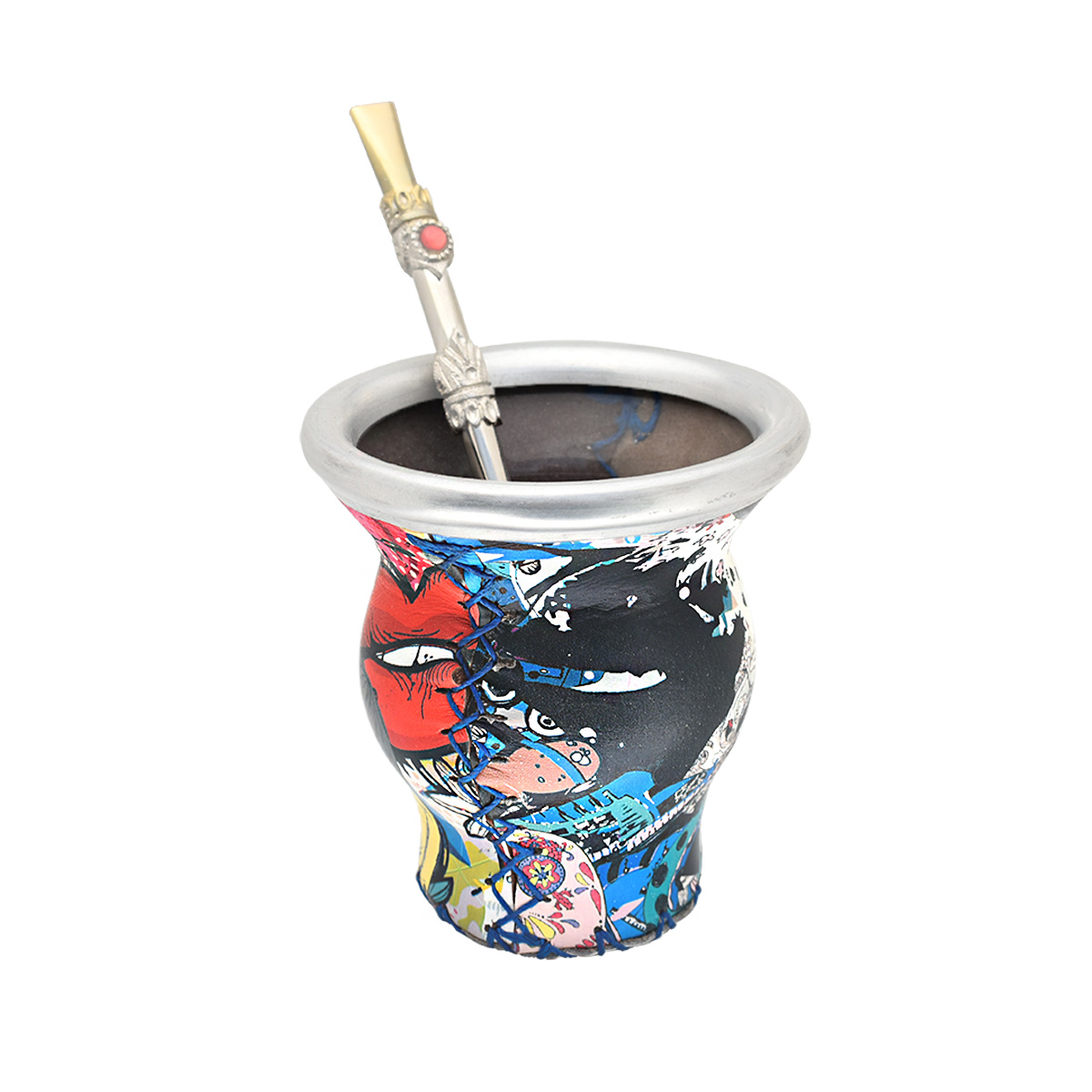 Set Matero Canasta Yerba Azucar Termo Mate Y Bombilla