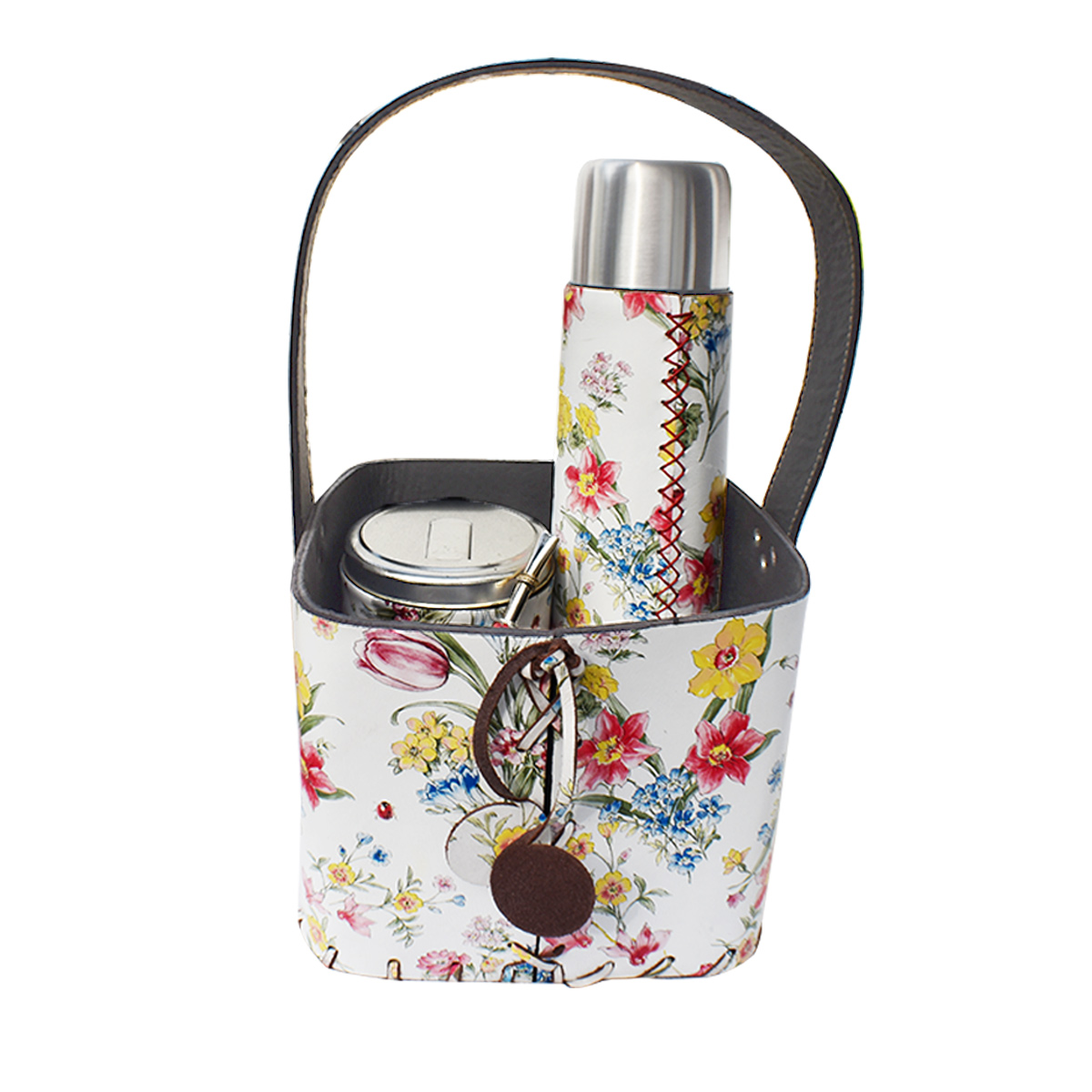 Set Matero Canasta Yerba Azucar Termo Mate Y Bombilla