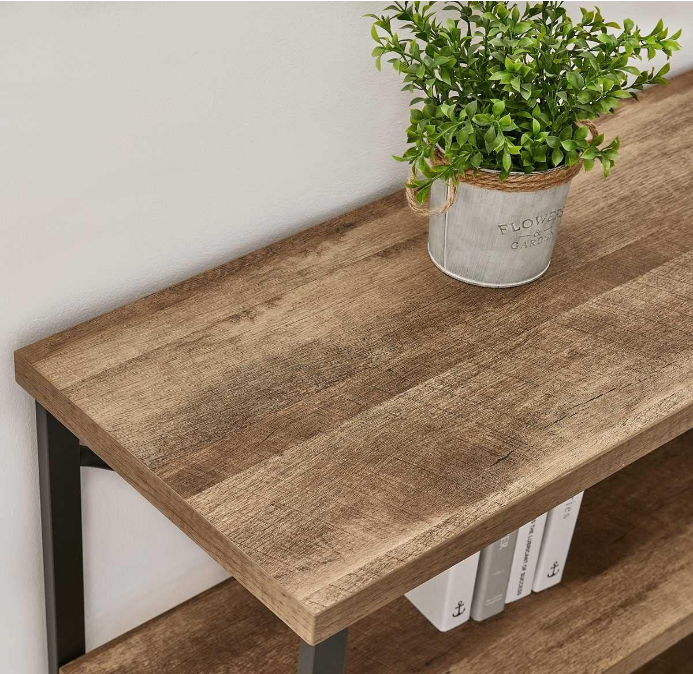Console Tables for Entryway, Industrial Sofa Table Behind Couch, 3 Tier Couch Table for Living Room, Farmhouse Hallway Table for Foyer (55 Inch, Vintage Oak)