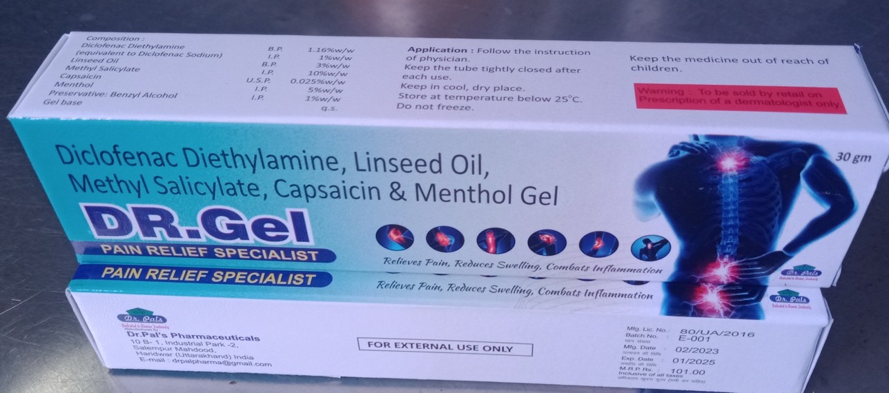 DR GEL (DICLOFENAC+LINESEED +METHYLE SALICYLATE CAPSACINE MENTHOL GEL)