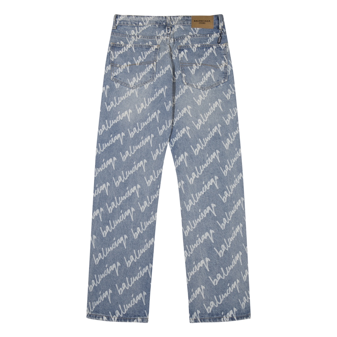 All Over Logo Cropped Denim Trousers