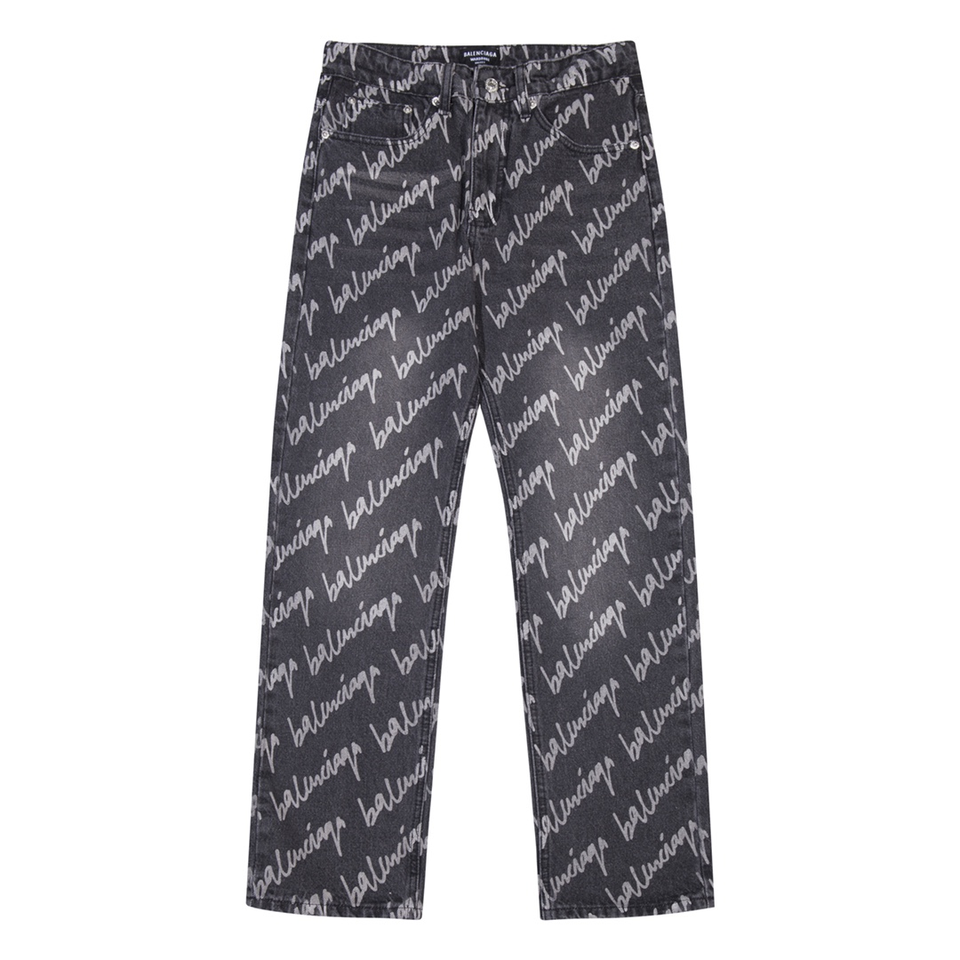 All Over Logo Cropped Denim Trousers
