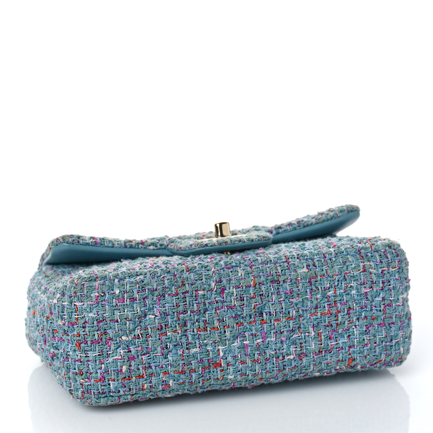 Tweed Quilted Mini Rectangular Flap Turquoise Purple White Red