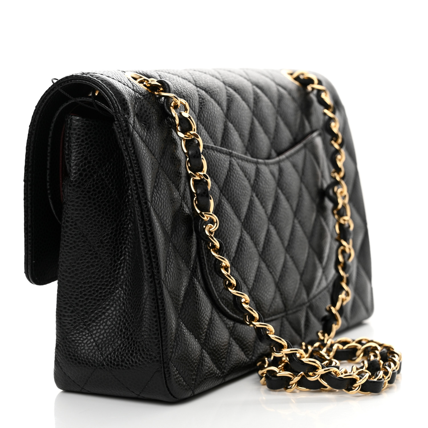 Caviar Quilted Medium Double Flap Black