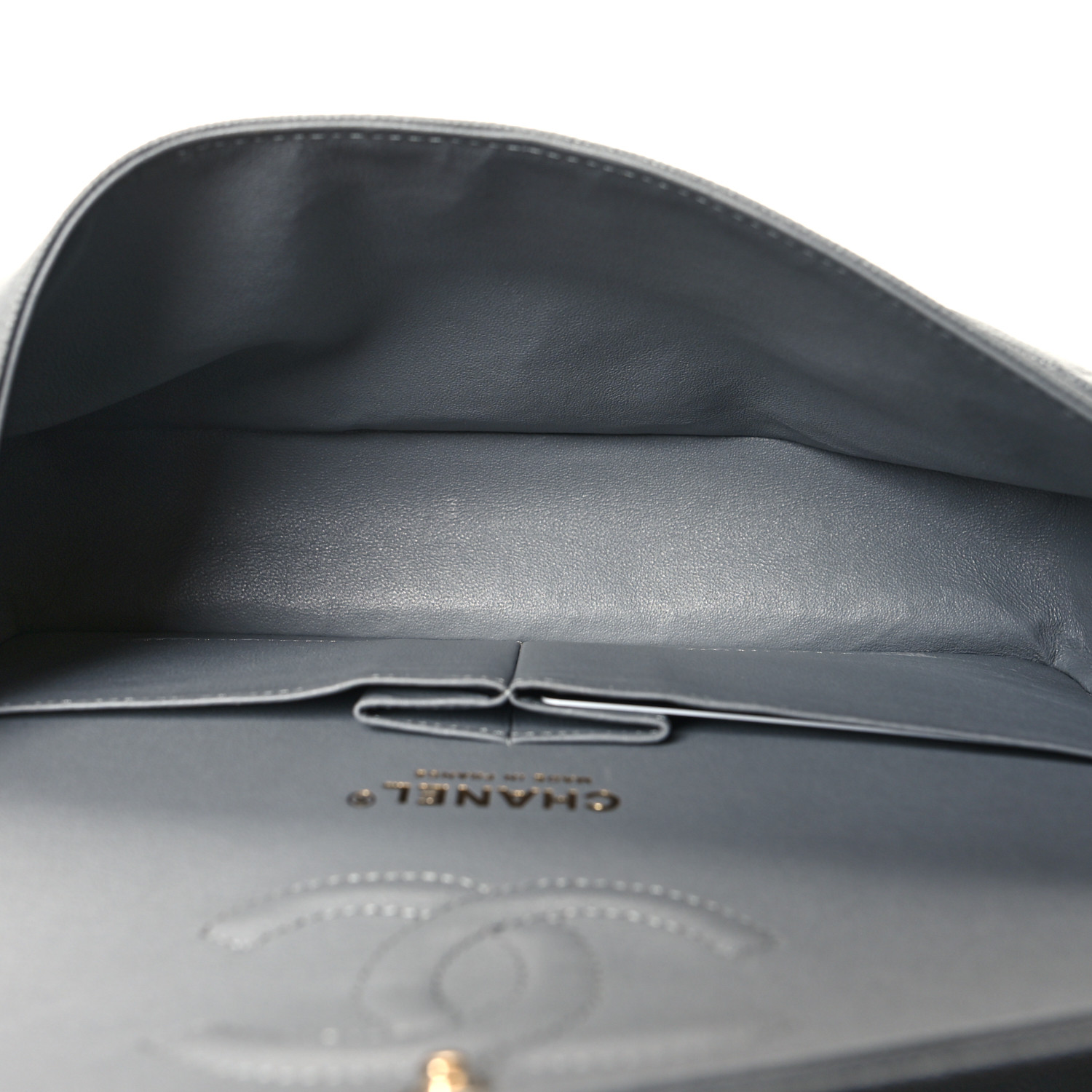 Caviar Quilted Medium Double Flap Grey