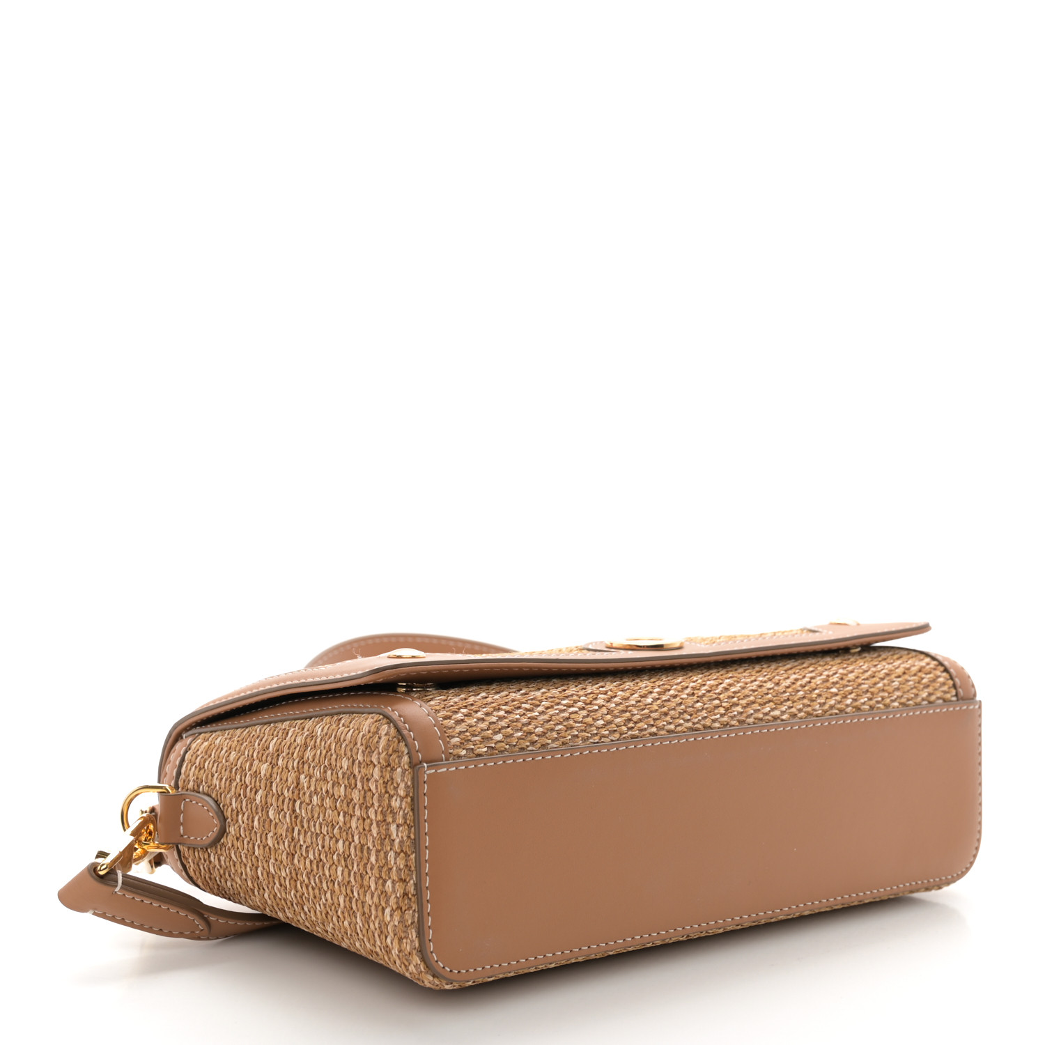 Raffia Calfskin TB Note Crossbody Bag Natural