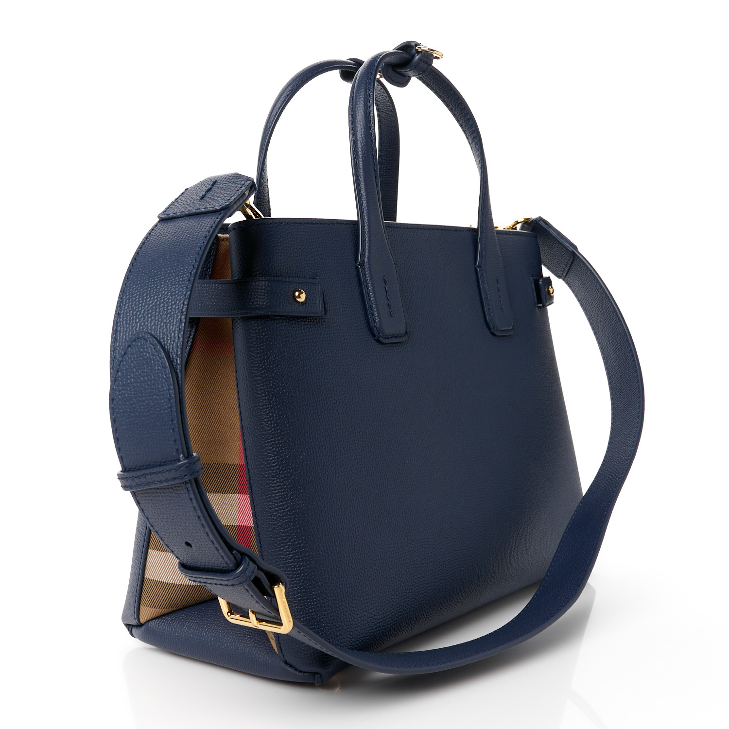 Derby Calfskin Vintage Check Medium Banner Tote Regency Blue