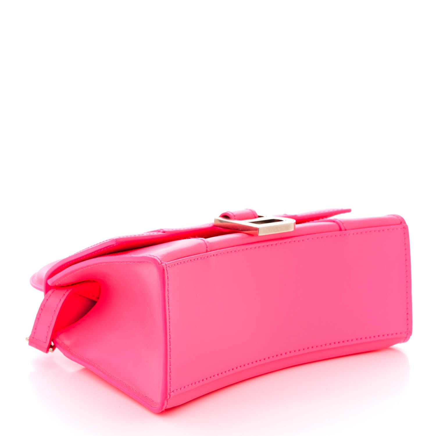Shiny Box Calfskin Hourglass Top Handle Bag XS Hot Pink