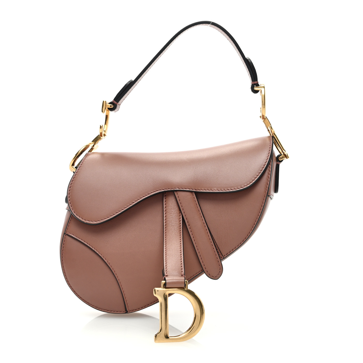 Calfskin Mini Saddle Bag Taupe