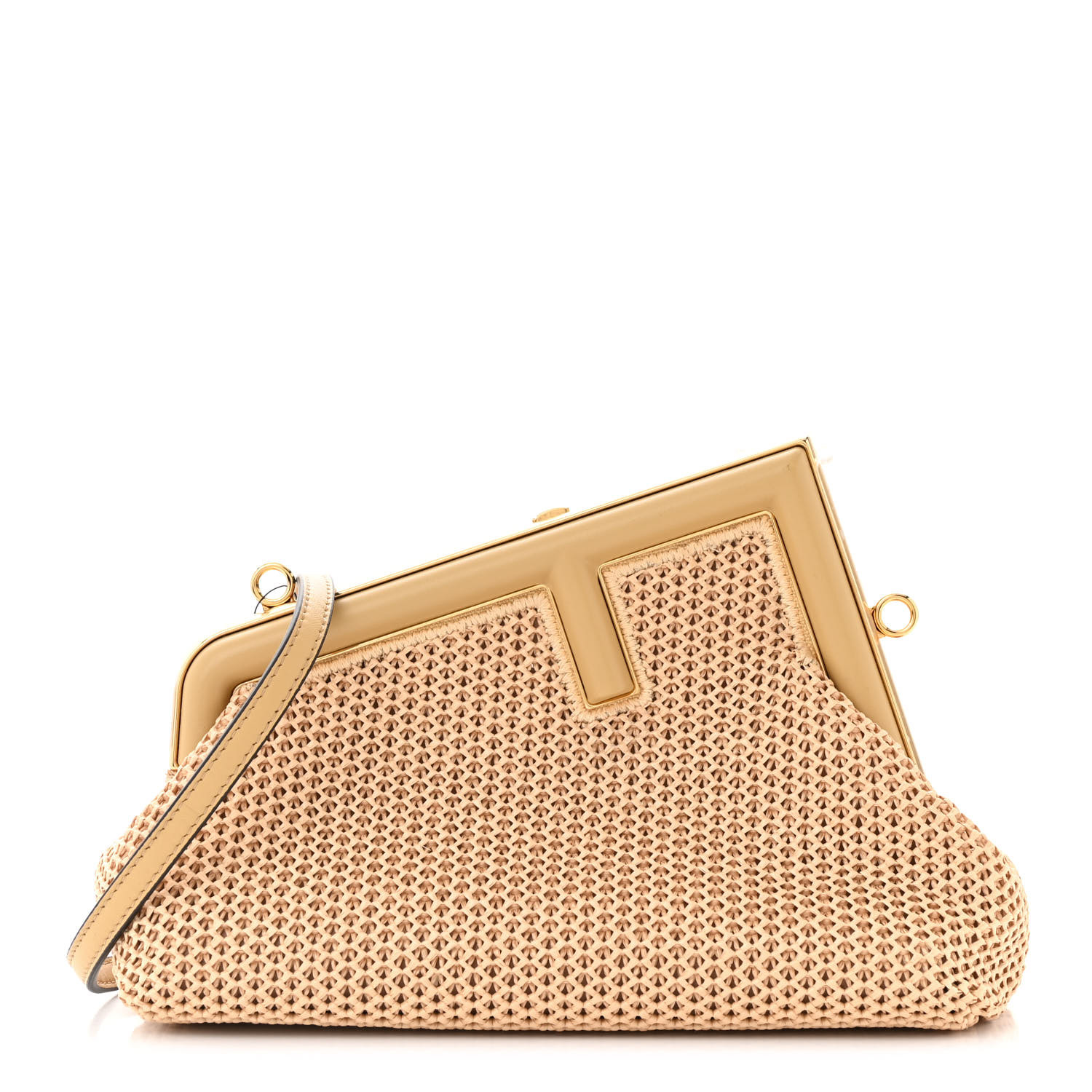 Raffia Nappa Macrame Small Fendi First Natural Sahara