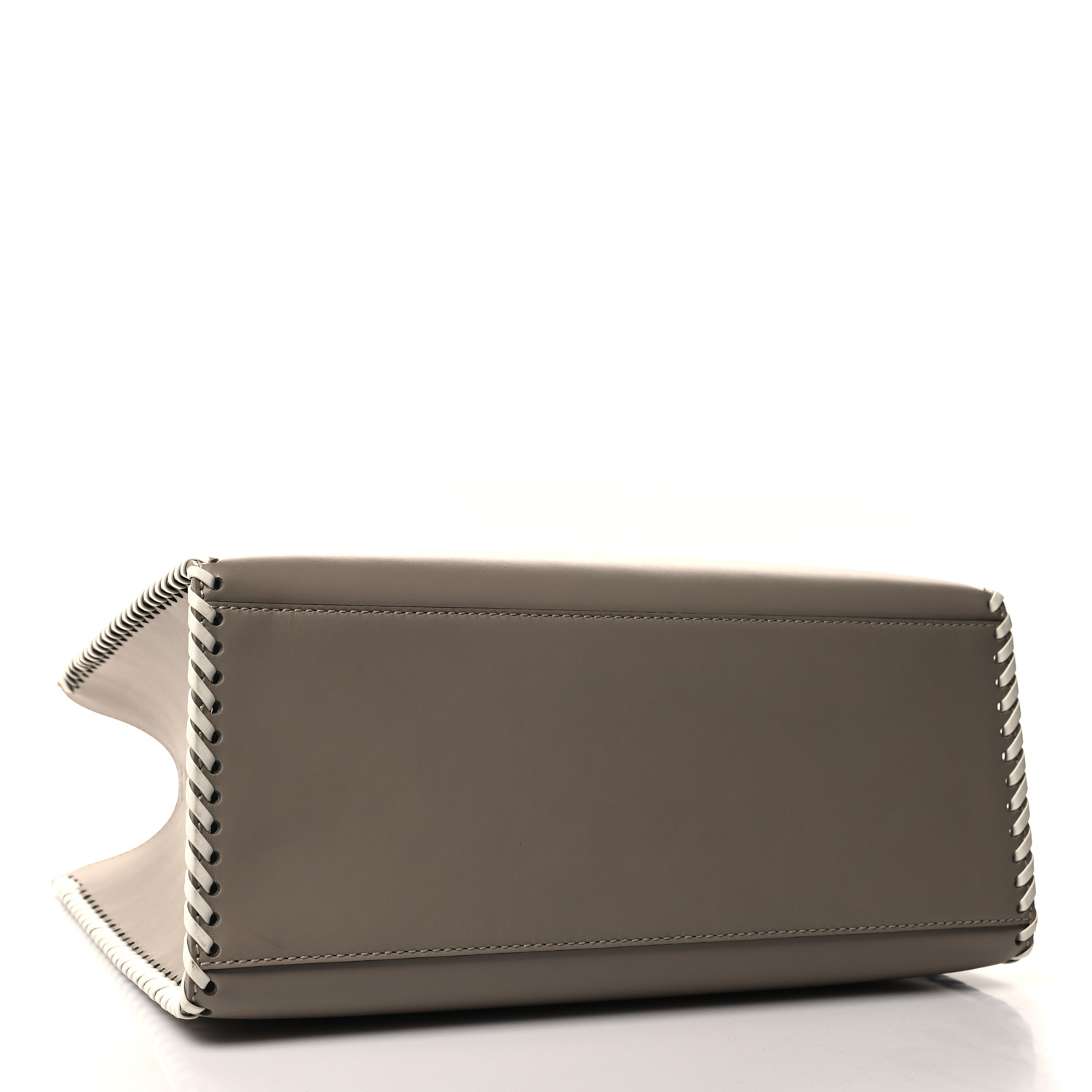 Vitello King Ceylon Plexiglass Woven Logo Debossed Fendi Sunshine Shopper Tote Tortora White Rice