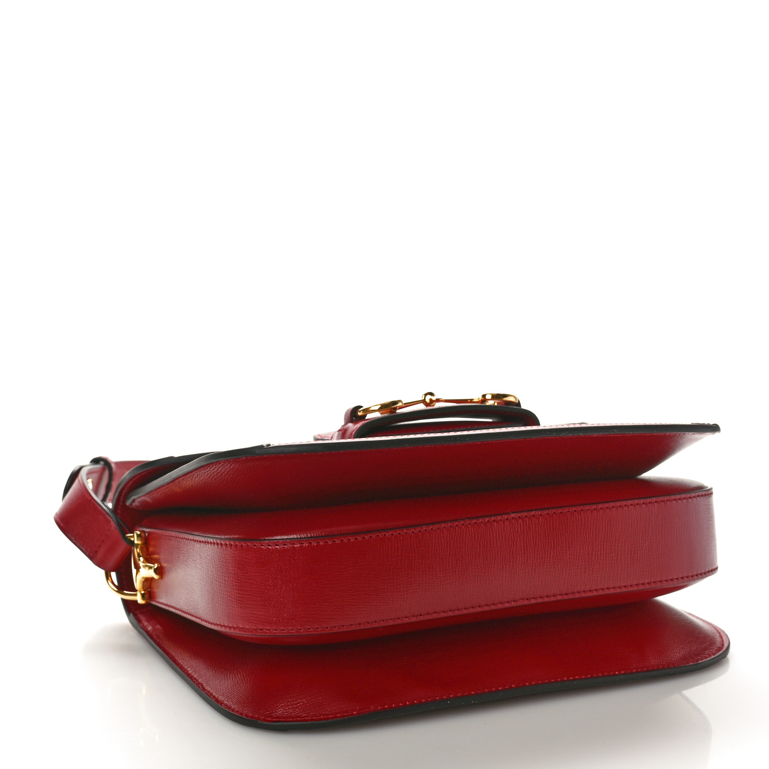 GG Supreme Monogram Azalea Calfskin Horsebit 1955 Shoulder Bag Beige Ebony New Cherry Red