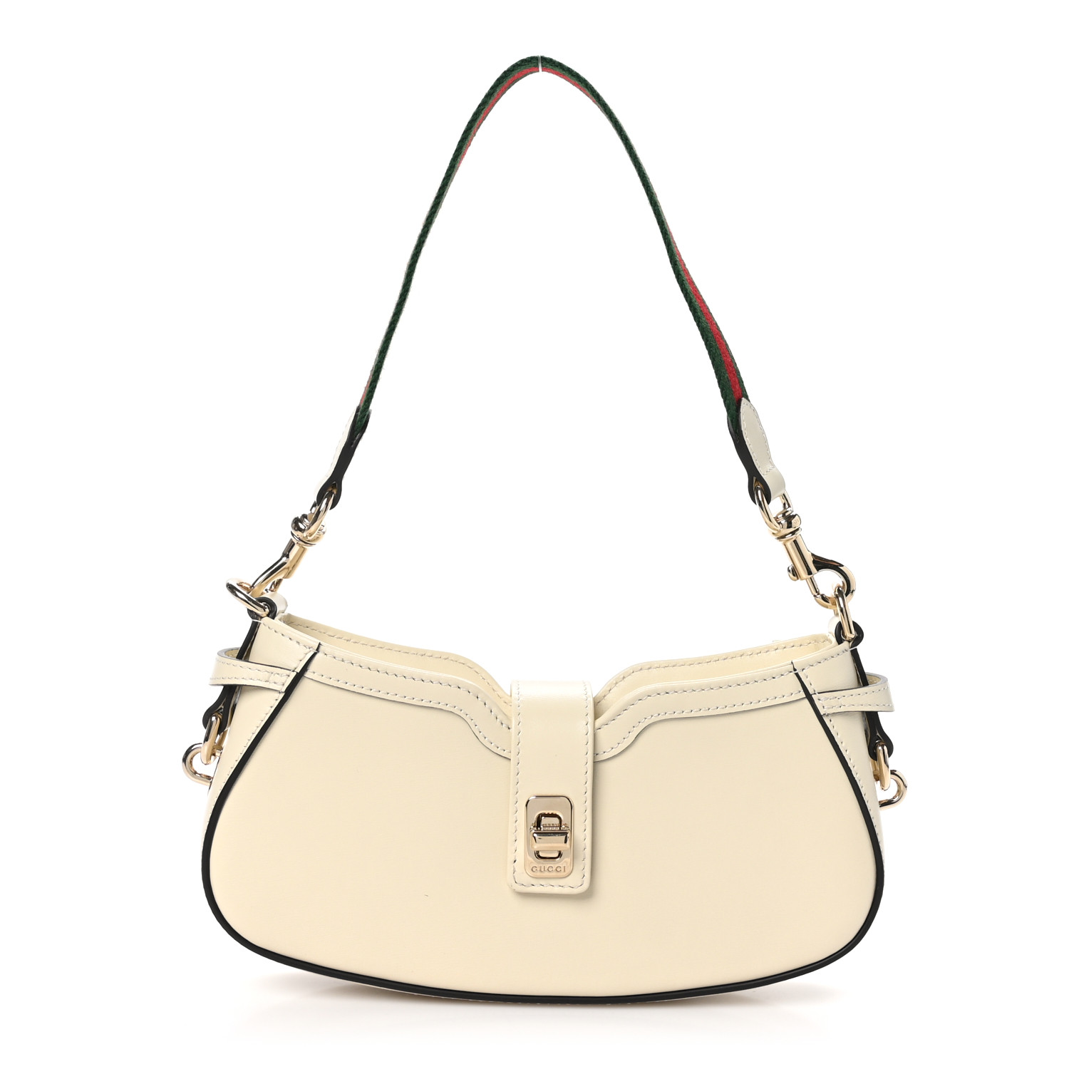 Calfskin Mini Moon Side Shoulder Bag Ivory