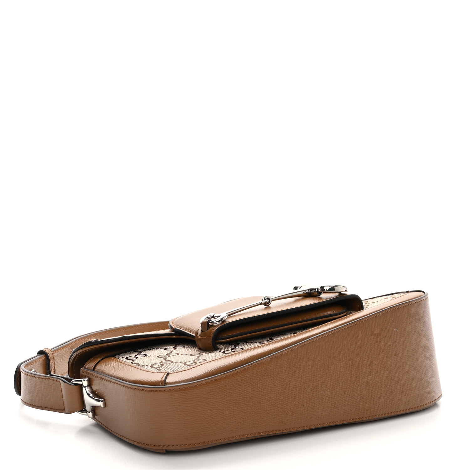 Monogram Small Horsebit 1955 Asymmetric Shoulder Bag Beige Brown Sugar