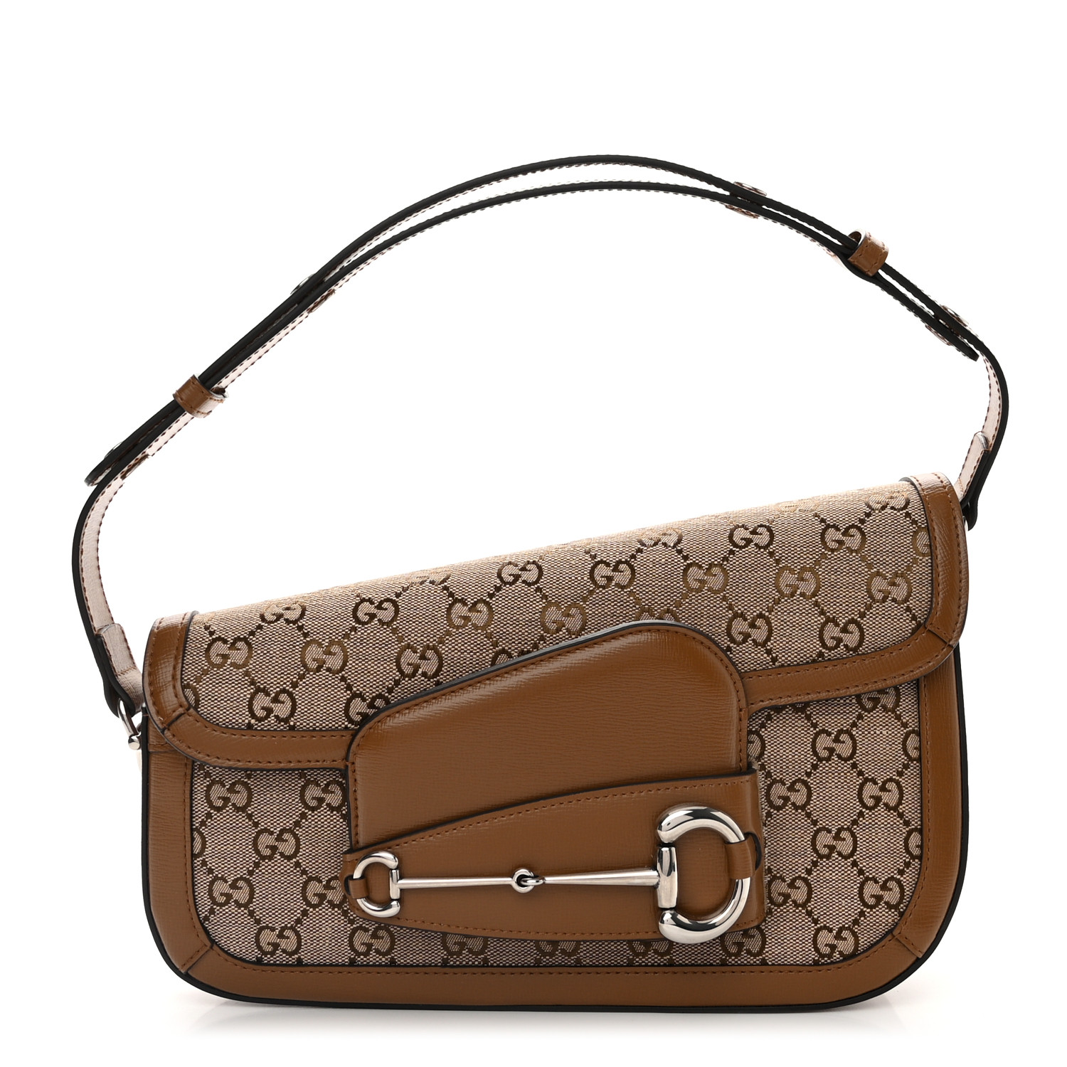Monogram Small Horsebit 1955 Asymmetric Shoulder Bag Beige Brown Sugar