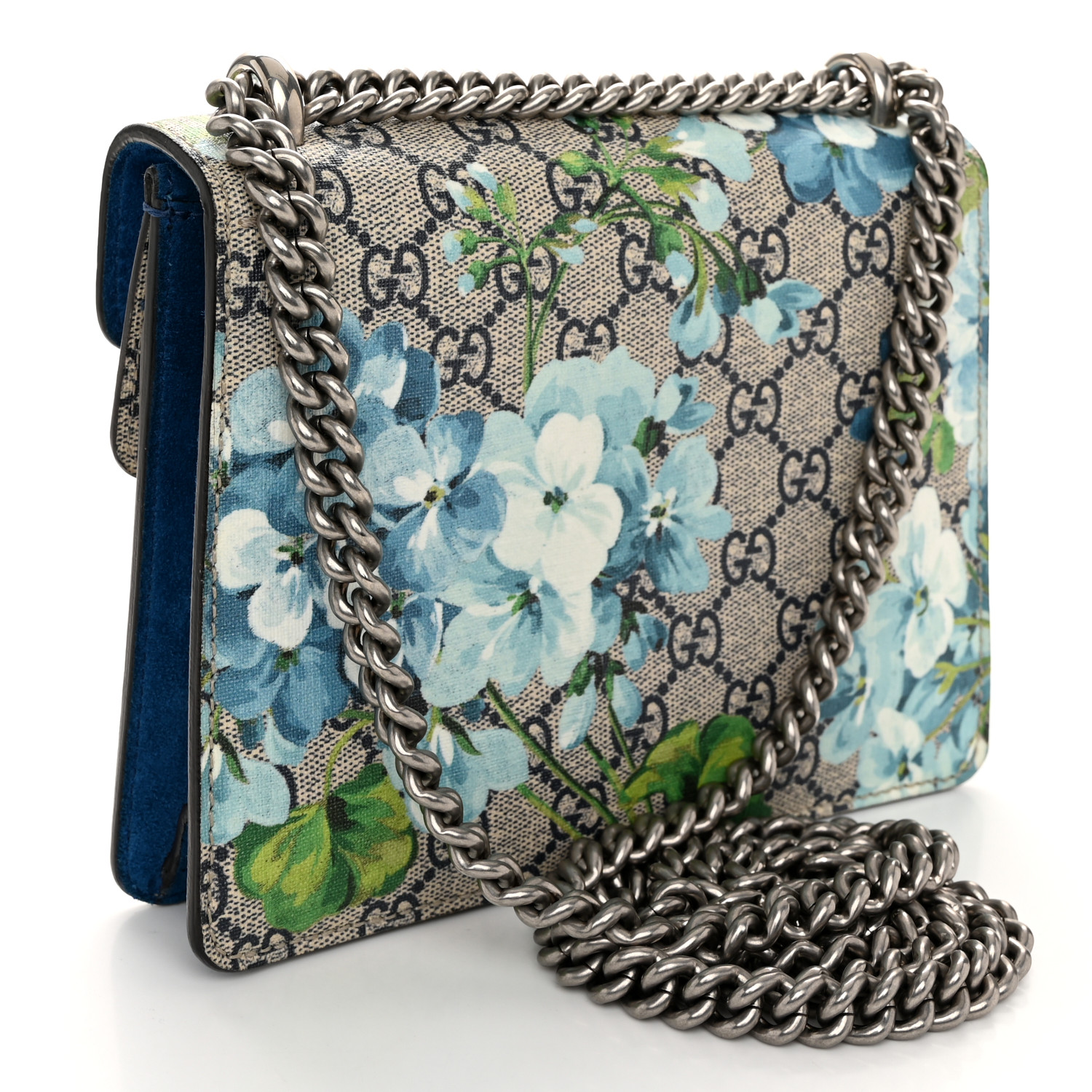 GG Supreme Monogram Blooms Mini Dionysus Shoulder Bag Beige Navy Vintage Blue