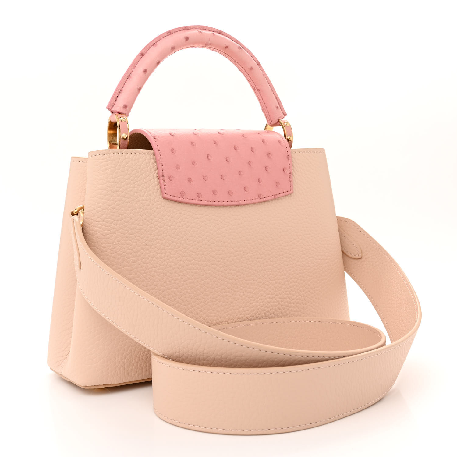 Taurillon Ostrich Capucines BB Powder Pink Beige