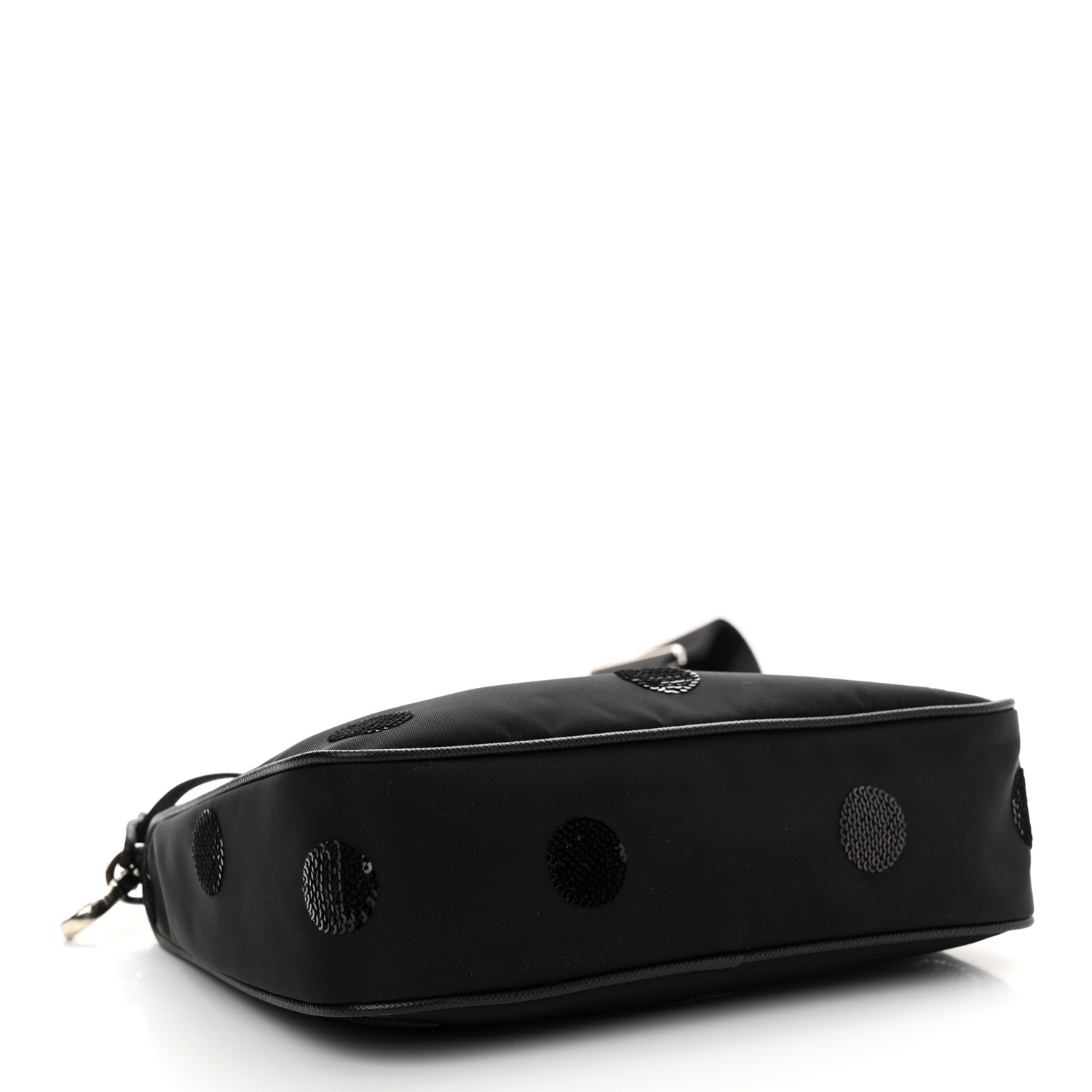 Nylon Sequin Embellished Polka Dot Re-Edition 2005 Shoulder Bag Black