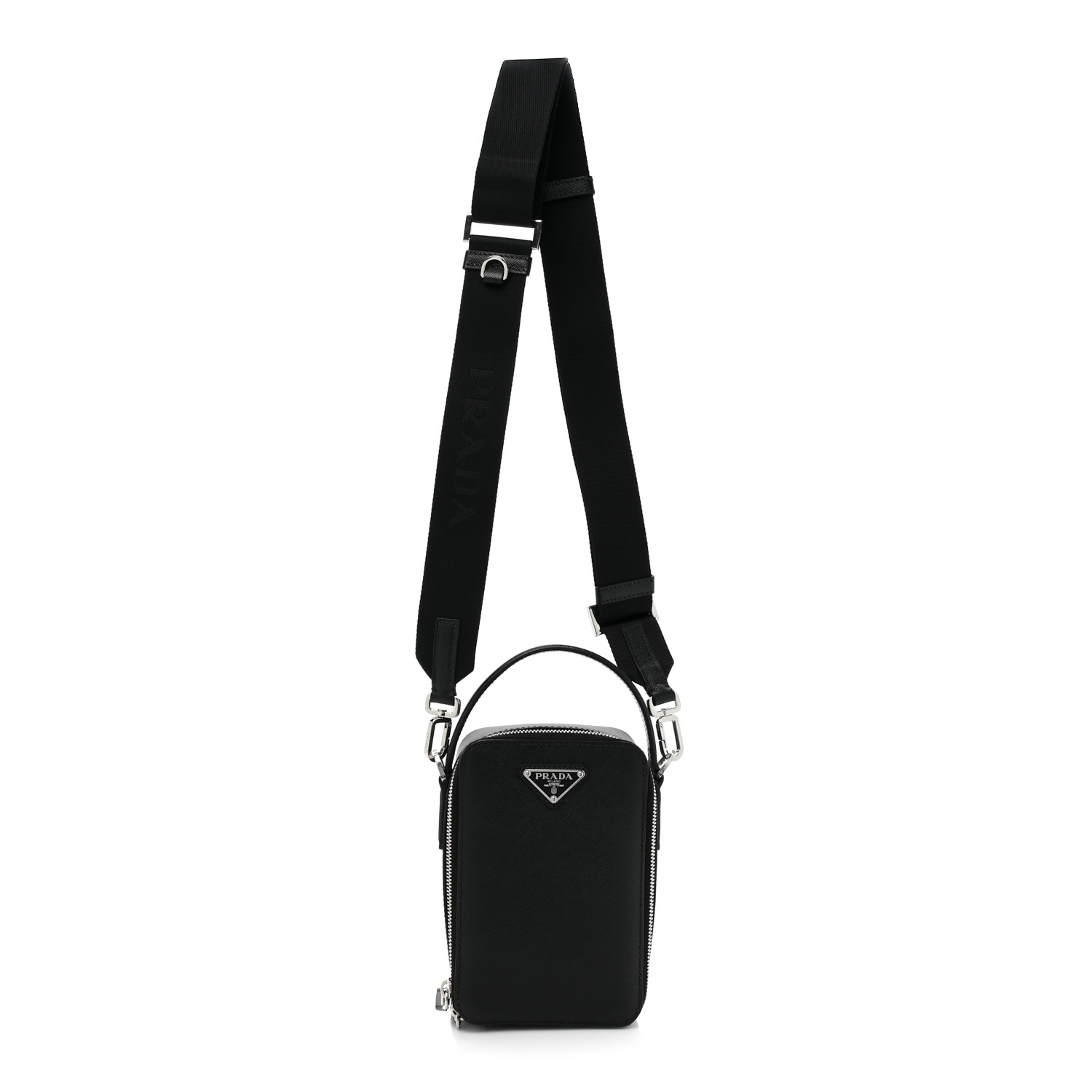 Saffiano Travel Brique Crossbody Messenger Bag Black