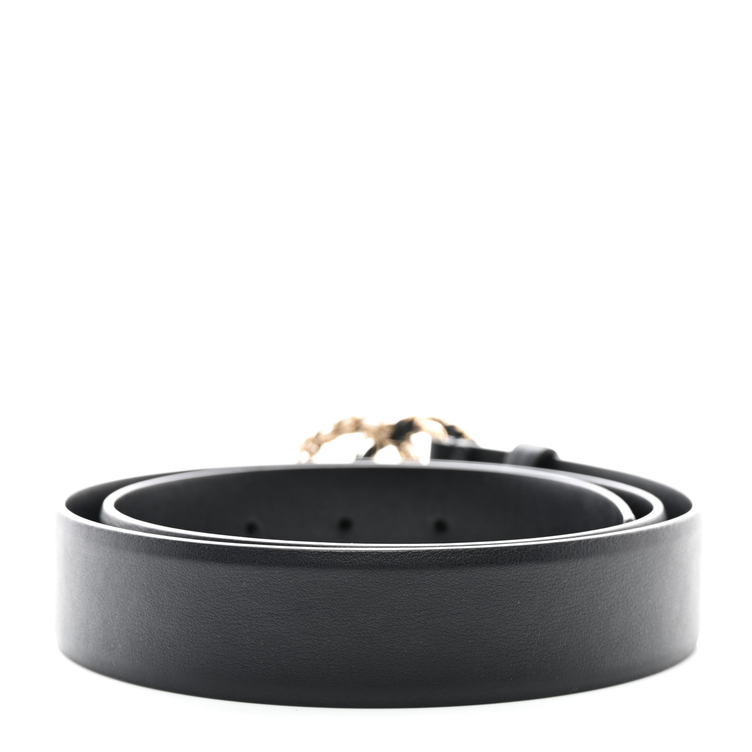 Calfskin CC Chain Belt Black Gold