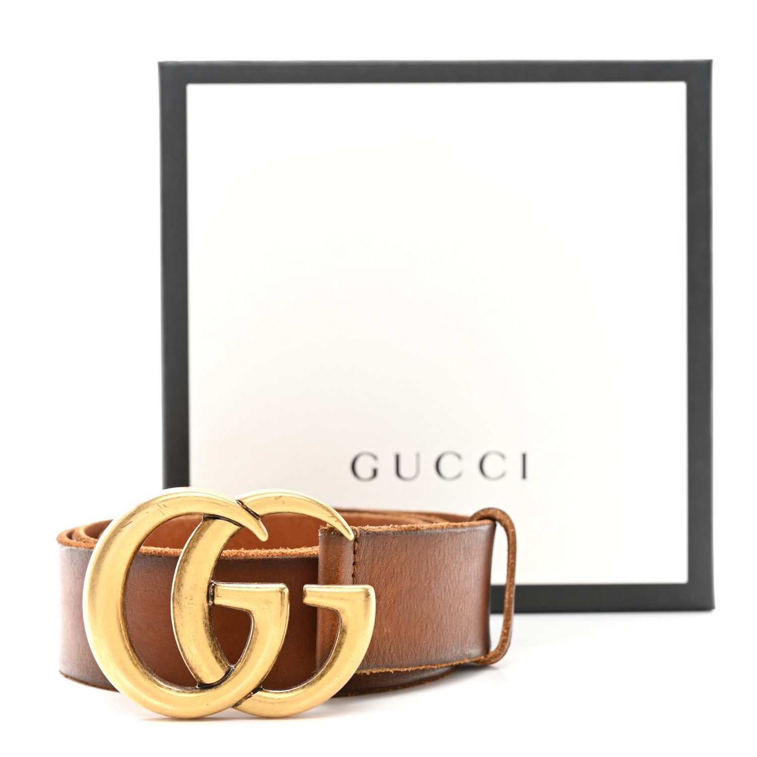 Faded Calfskin Double G Belt Cuir