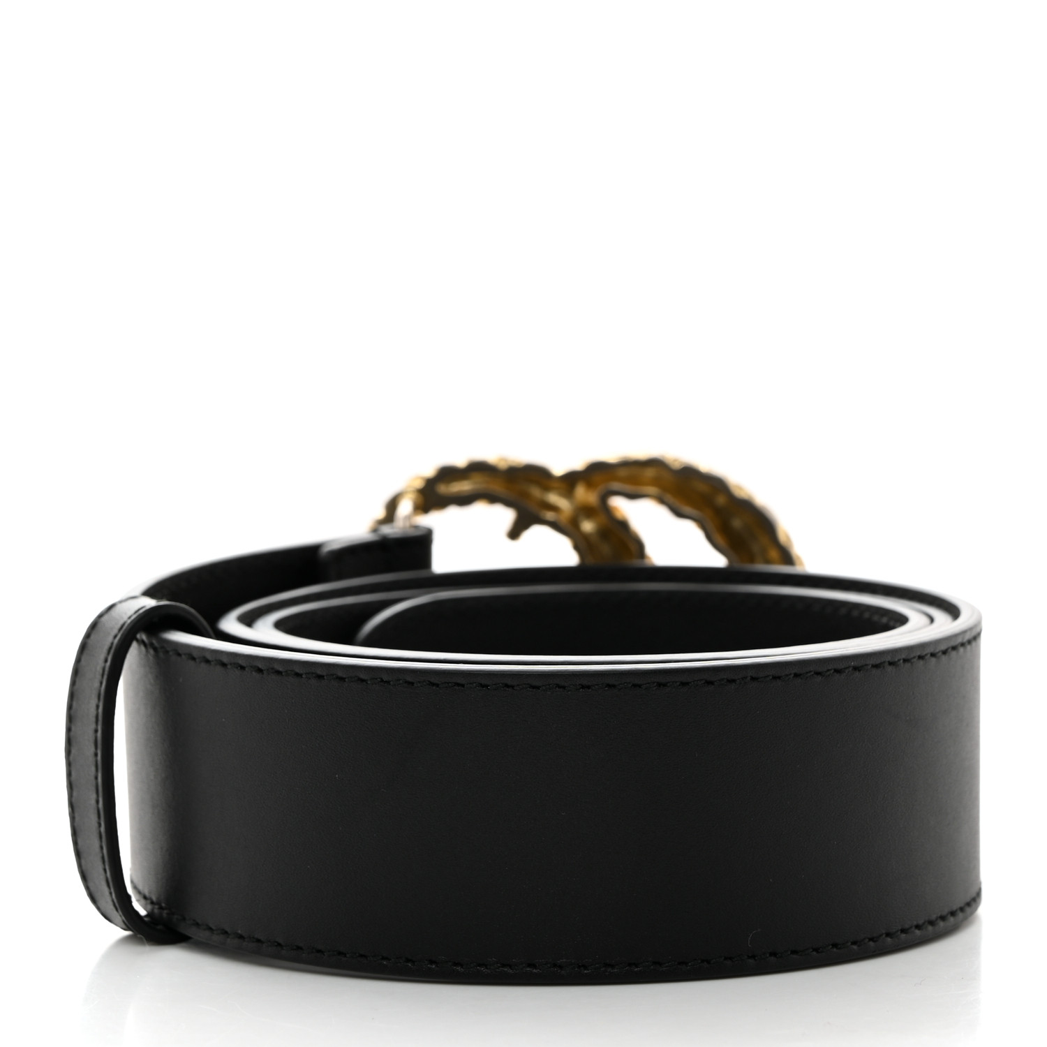 Moon Calfskin Scales Double G Belt Black