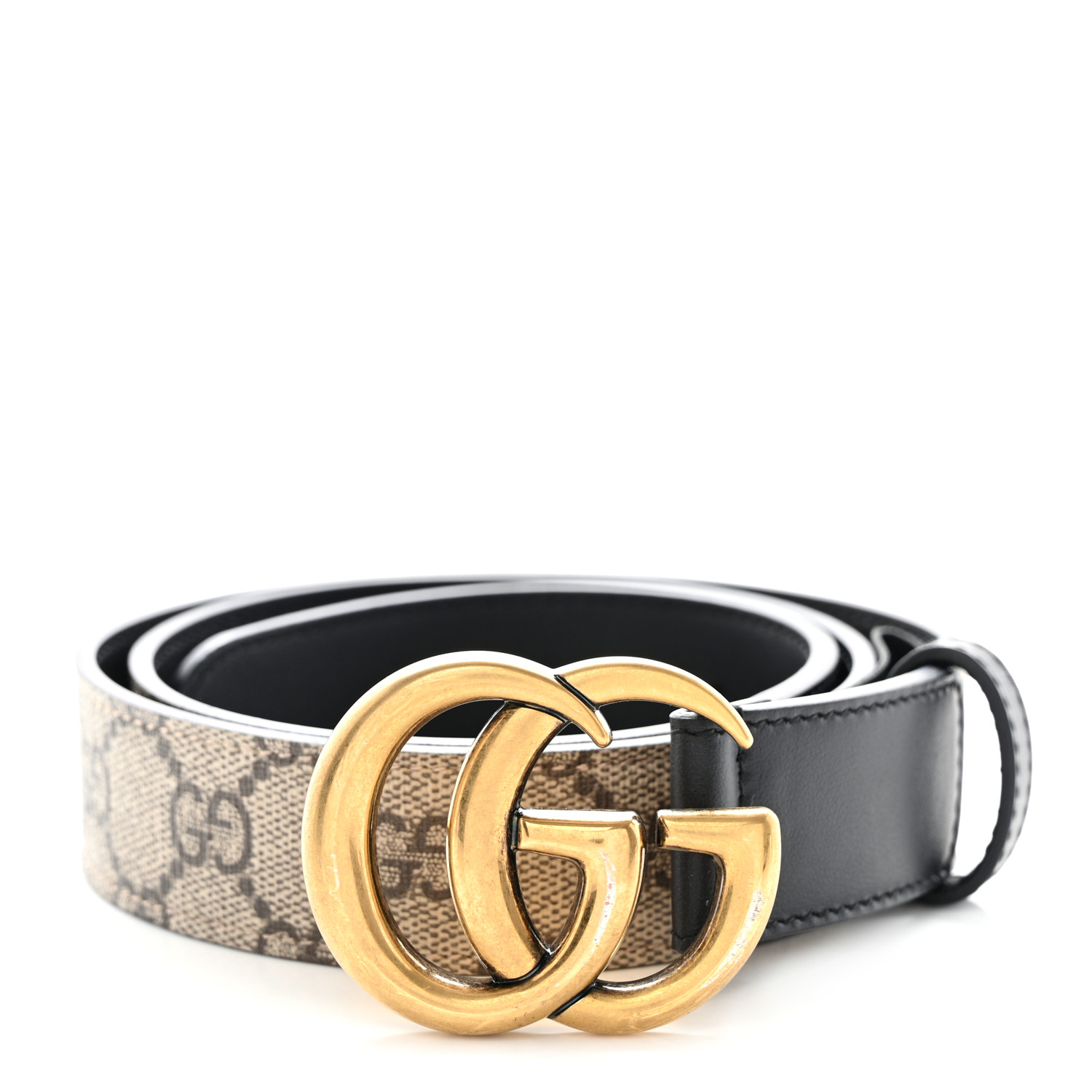 GG Supreme Monogram Matte Plutone Calfskin Double G Belt Beige Ebony Black
